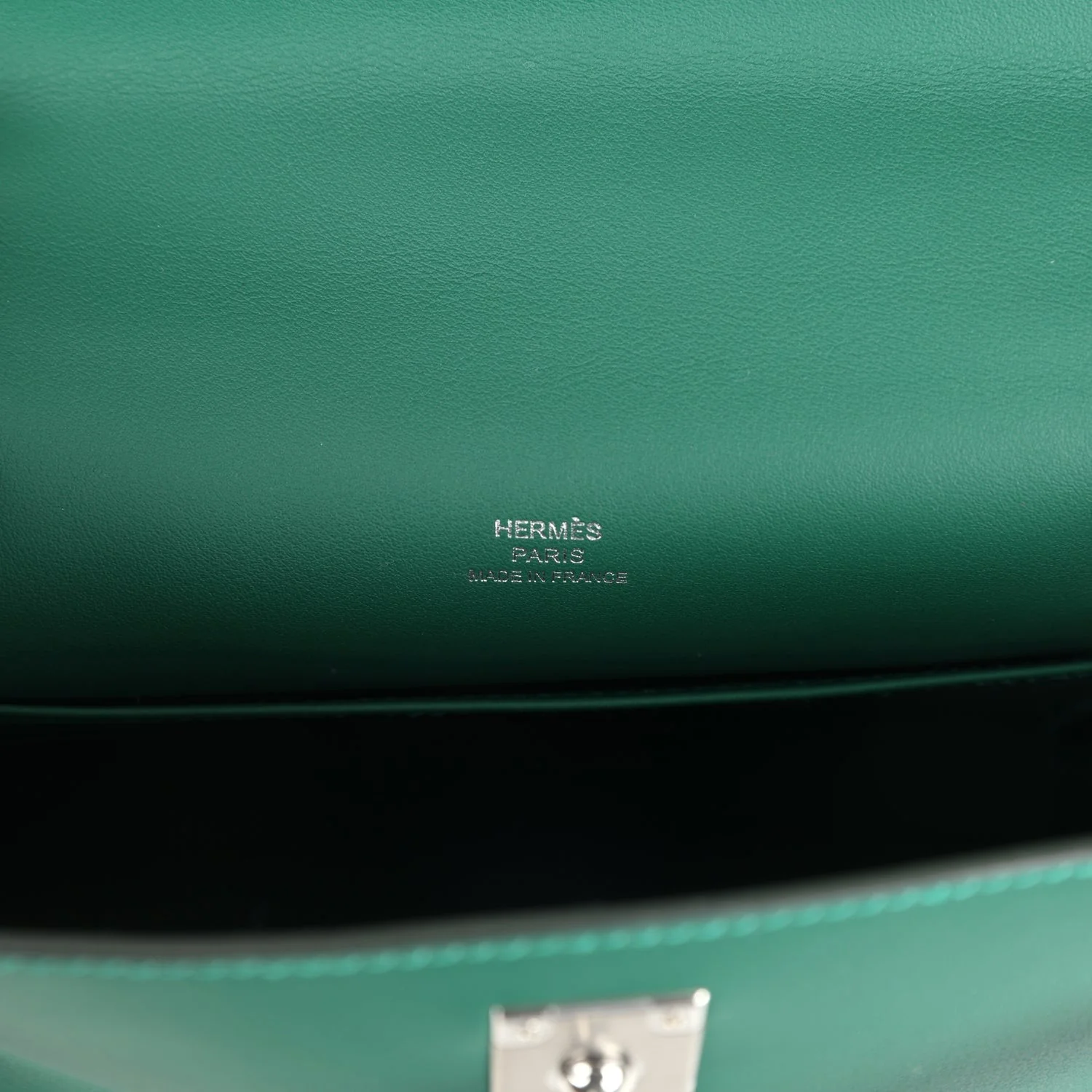 Hermes Kelly Pochette Vert Moyen Swift Palladium Hardware — фото 8
