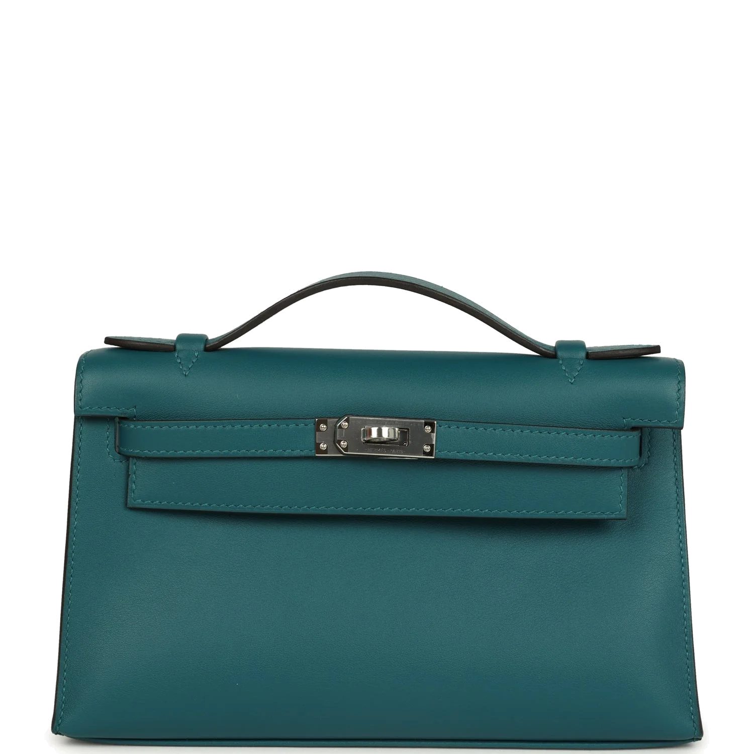 Hermes Kelly Pochette Vert Bosphore Swift Palladium Hardware — фото 2