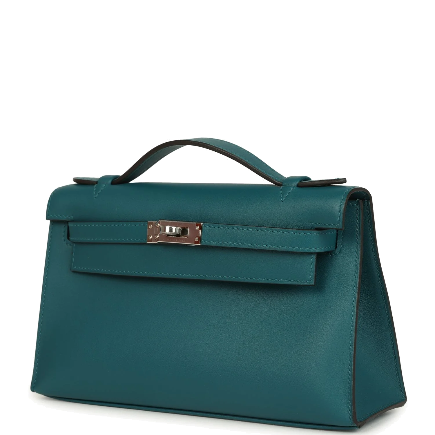 Hermes Kelly Pochette Vert Bosphore Swift Palladium Hardware — фото 6