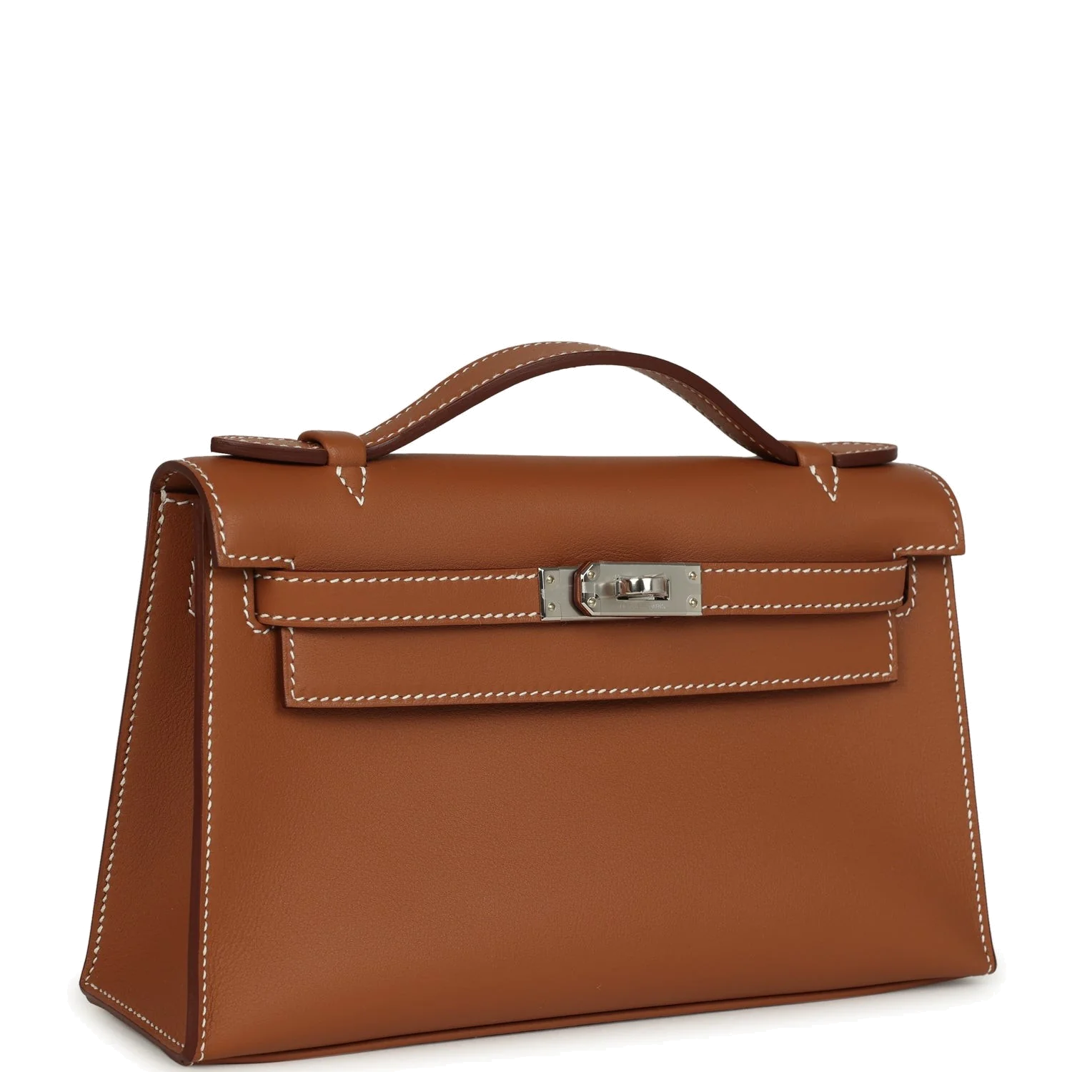 Hermes Kelly Pochette Gold Swift Palladium Hardware — фото 3
