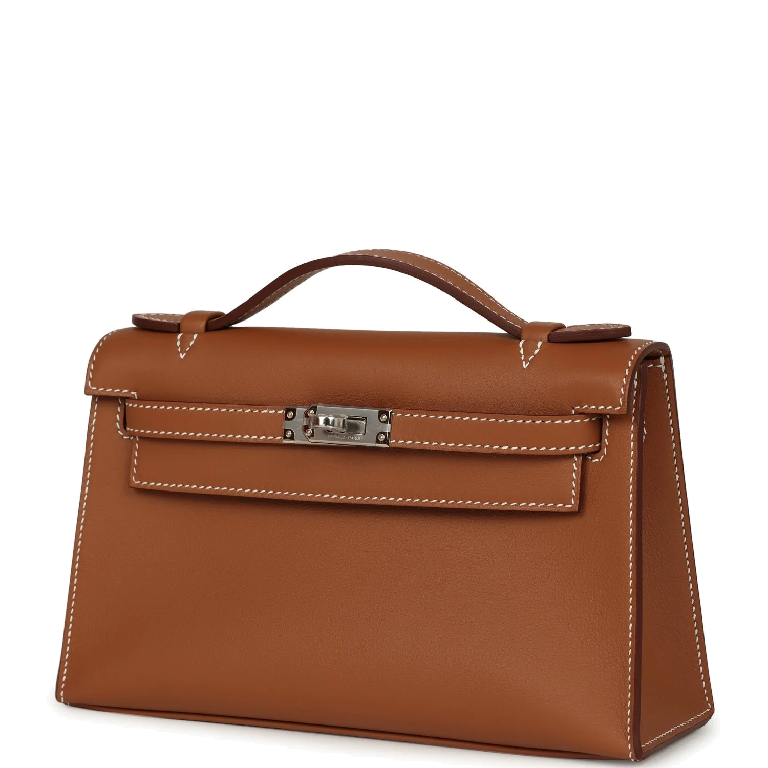 Hermes Kelly Pochette Gold Swift Palladium Hardware — фото 6