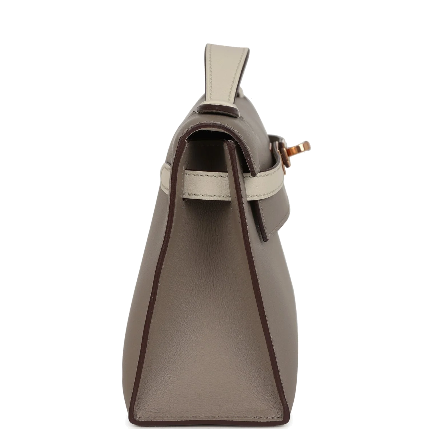 Hermes Special Order (HSS) Kelly Pochette Gris Asphalte and Beton Swift Rose Gold Hardware — фото 4