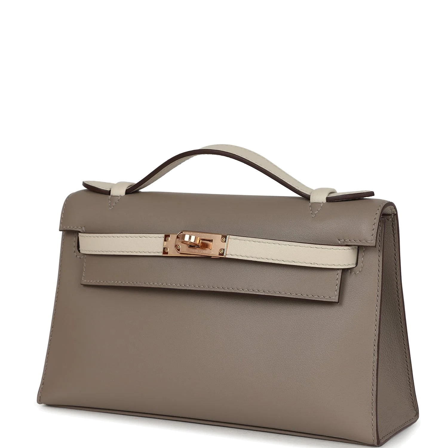 Hermes Special Order (HSS) Kelly Pochette Gris Asphalte and Beton Swift Rose Gold Hardware — фото 6
