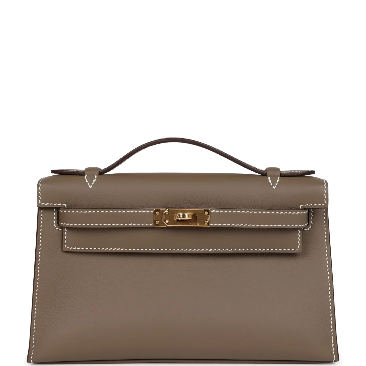 Hermes Kelly Pochette Etoupe Swift Gold Hardware