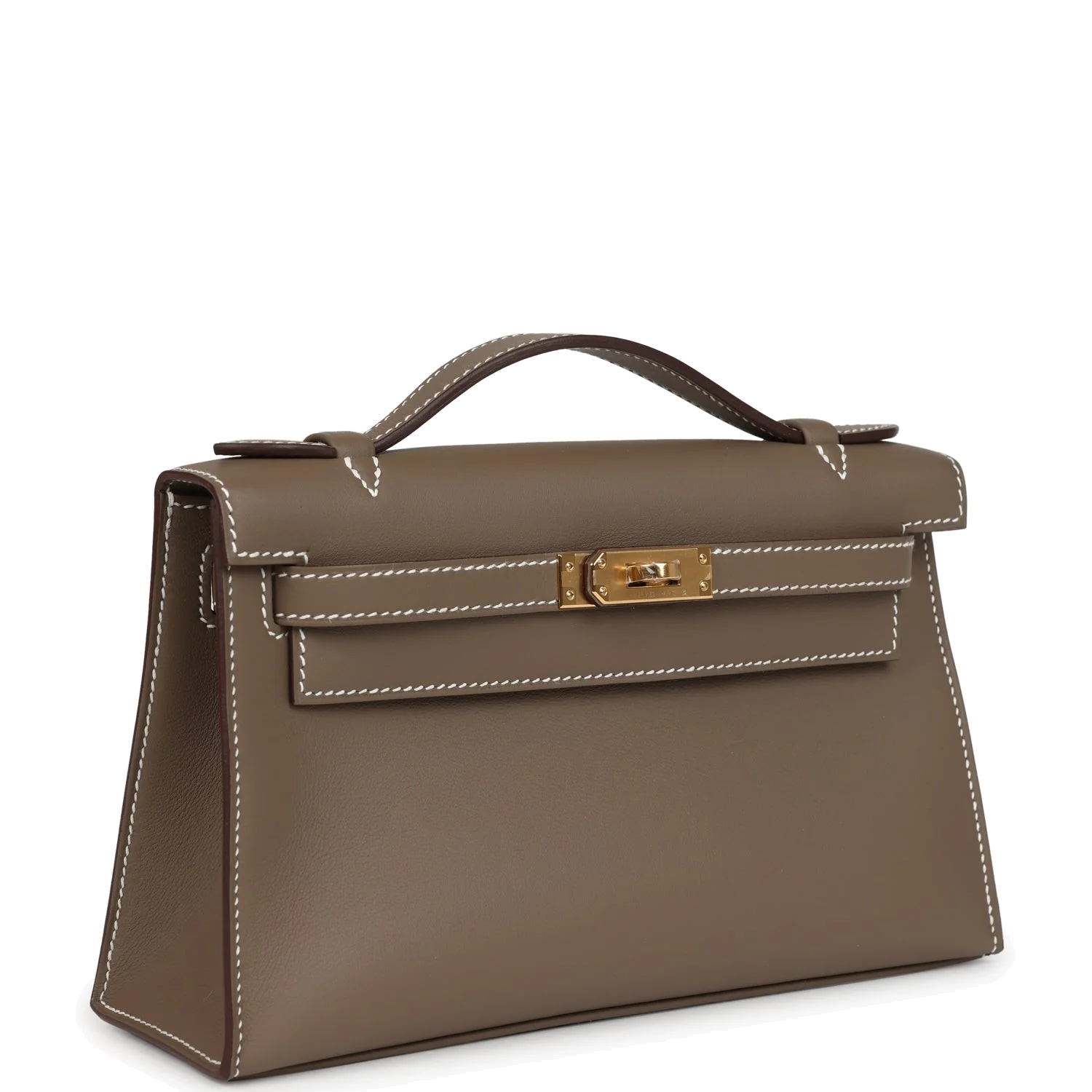 Hermes Kelly Pochette Etoupe Swift Gold Hardware — фото 3