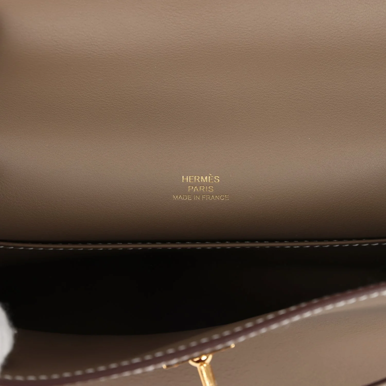 Hermes Kelly Pochette Etoupe Swift Gold Hardware — фото 8