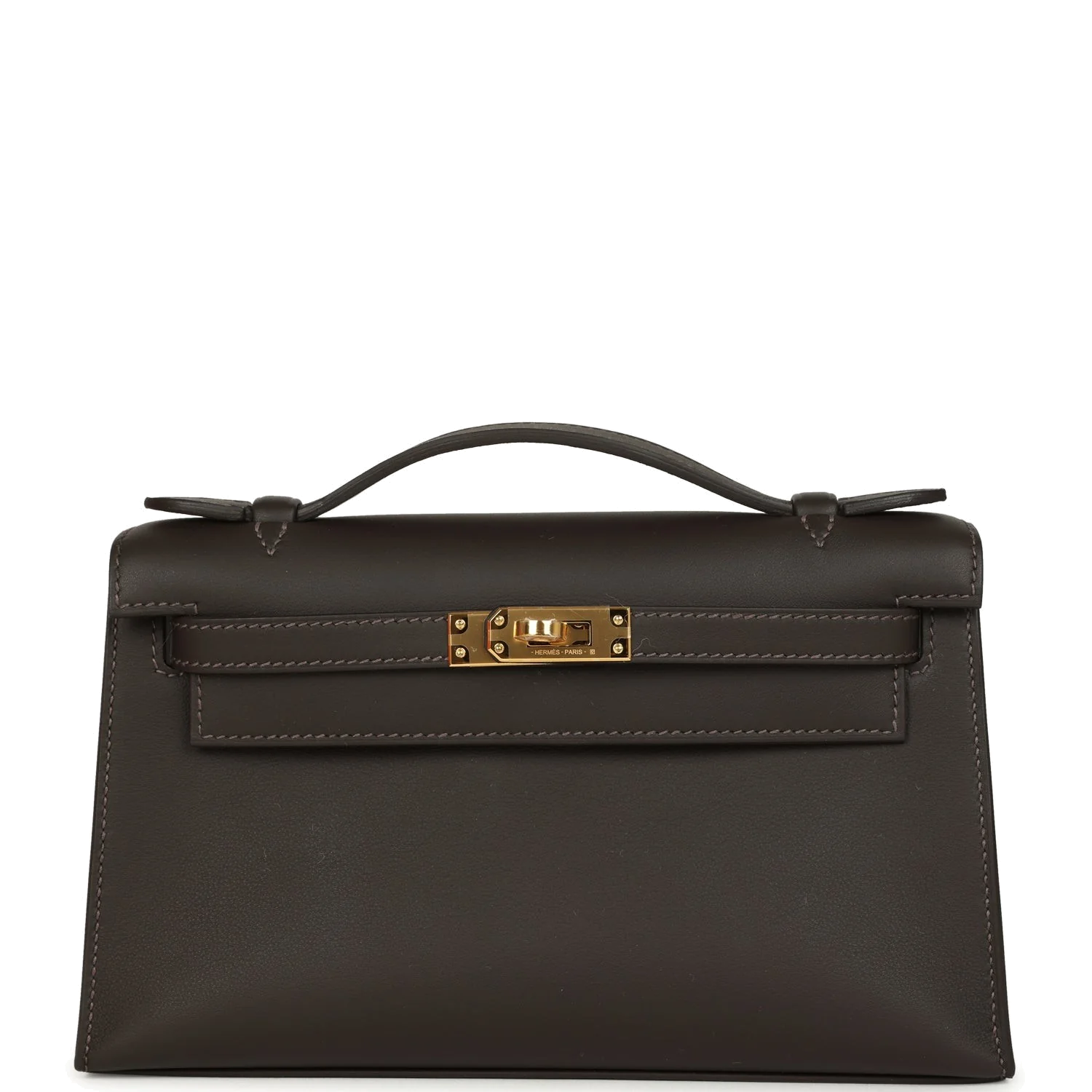 Hermes Kelly Pochette Bai-Brun Swift Gold Hardware — фото 2