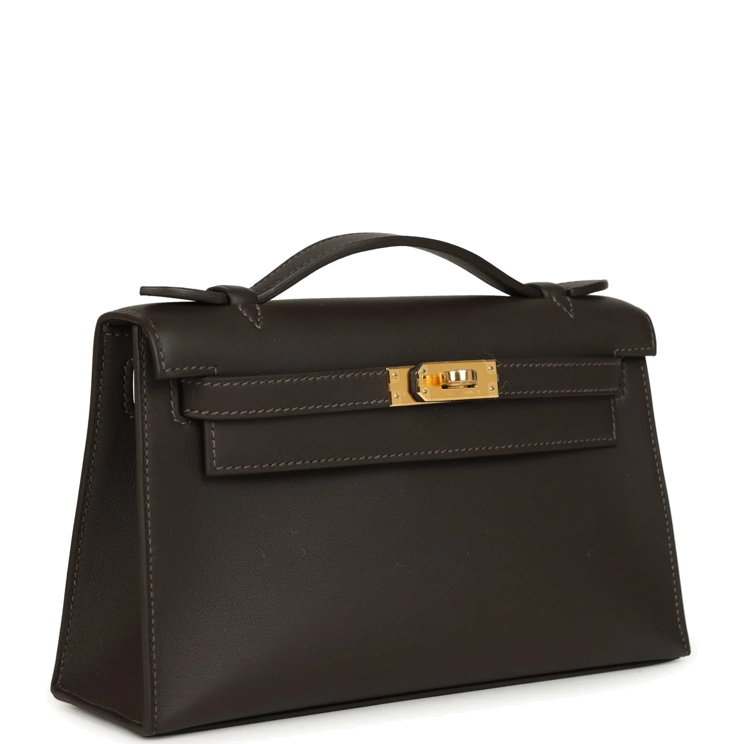 Hermes Kelly Pochette Bai-Brun Swift Gold Hardware — фото 3