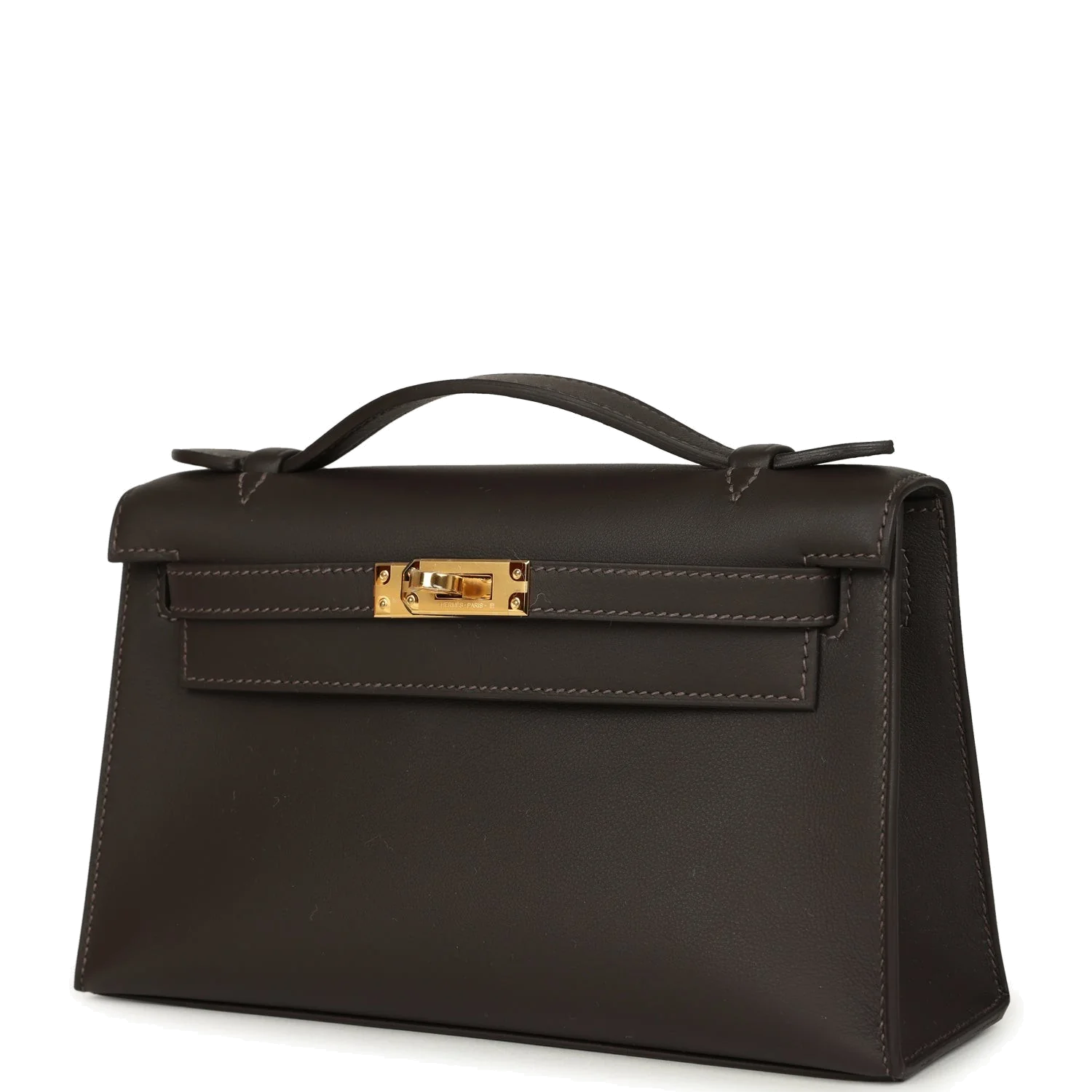 Hermes Kelly Pochette Bai-Brun Swift Gold Hardware — фото 6