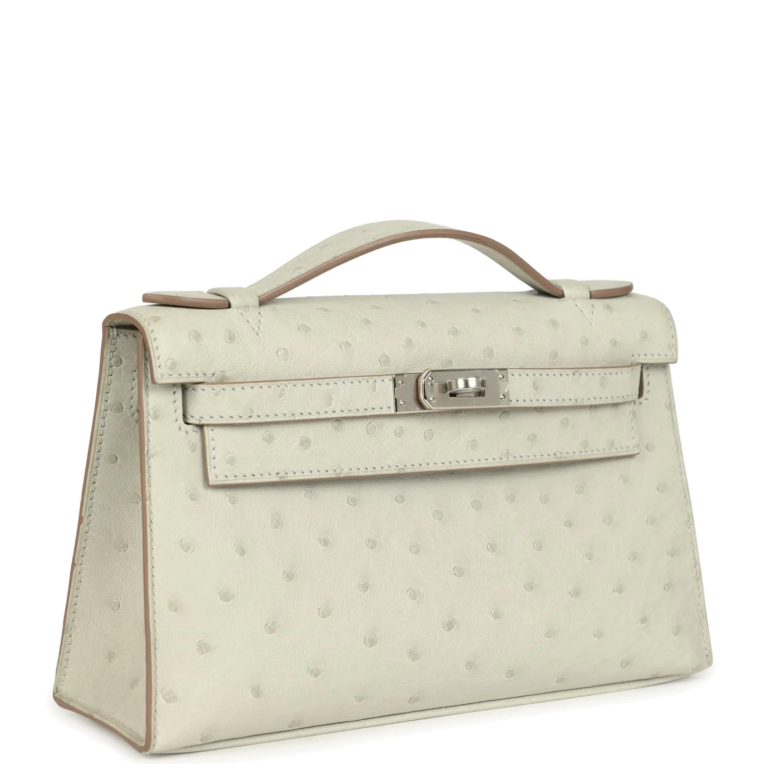 Hermes Kelly Pochette Gris Perle Ostrich Palladium Hardware — фото 3