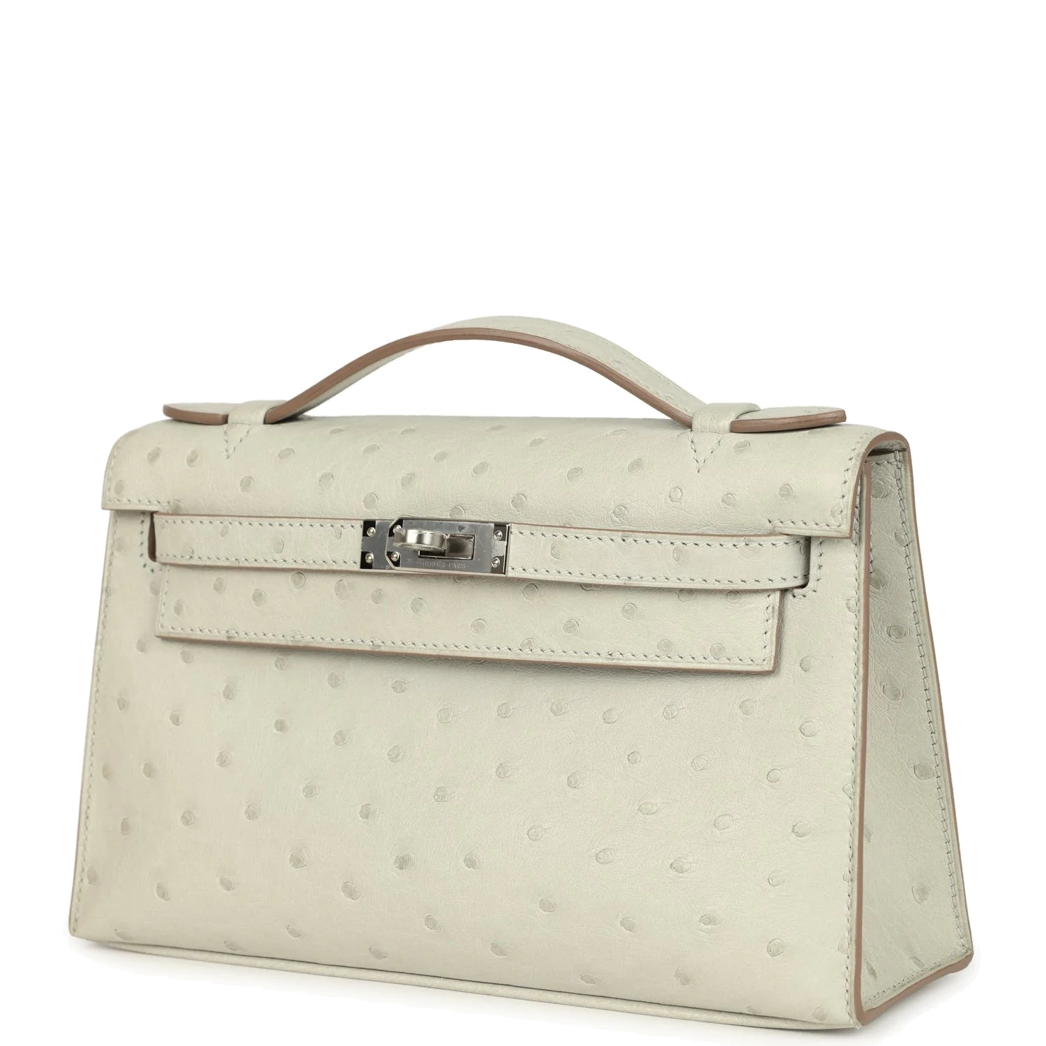 Hermes Kelly Pochette Gris Perle Ostrich Palladium Hardware — фото 6
