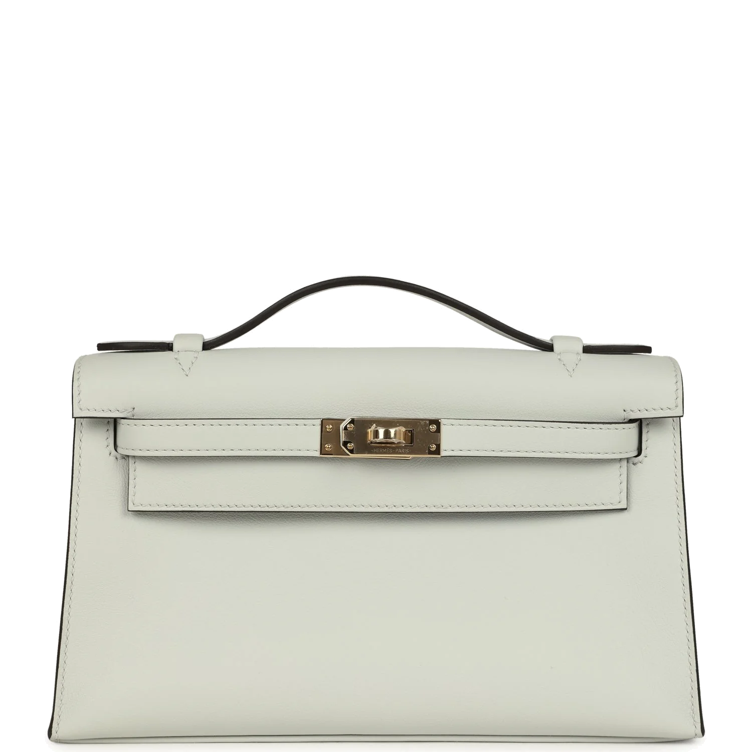 Hermes Kelly Pochette Gris Platine Swift Permabrass Hardware