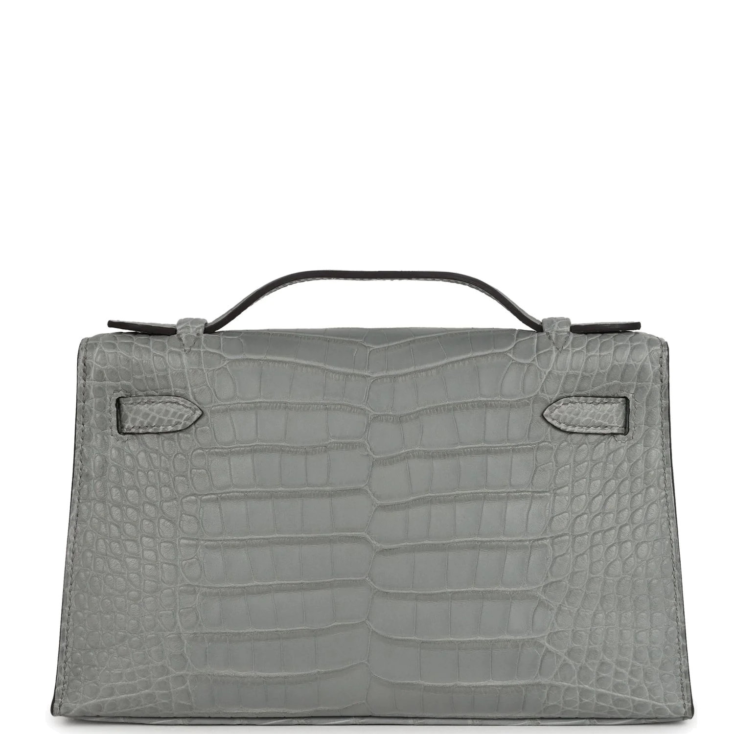Hermes Kelly Pochette Gris Ciment Matte Alligator Palladium Hardware — фото 5