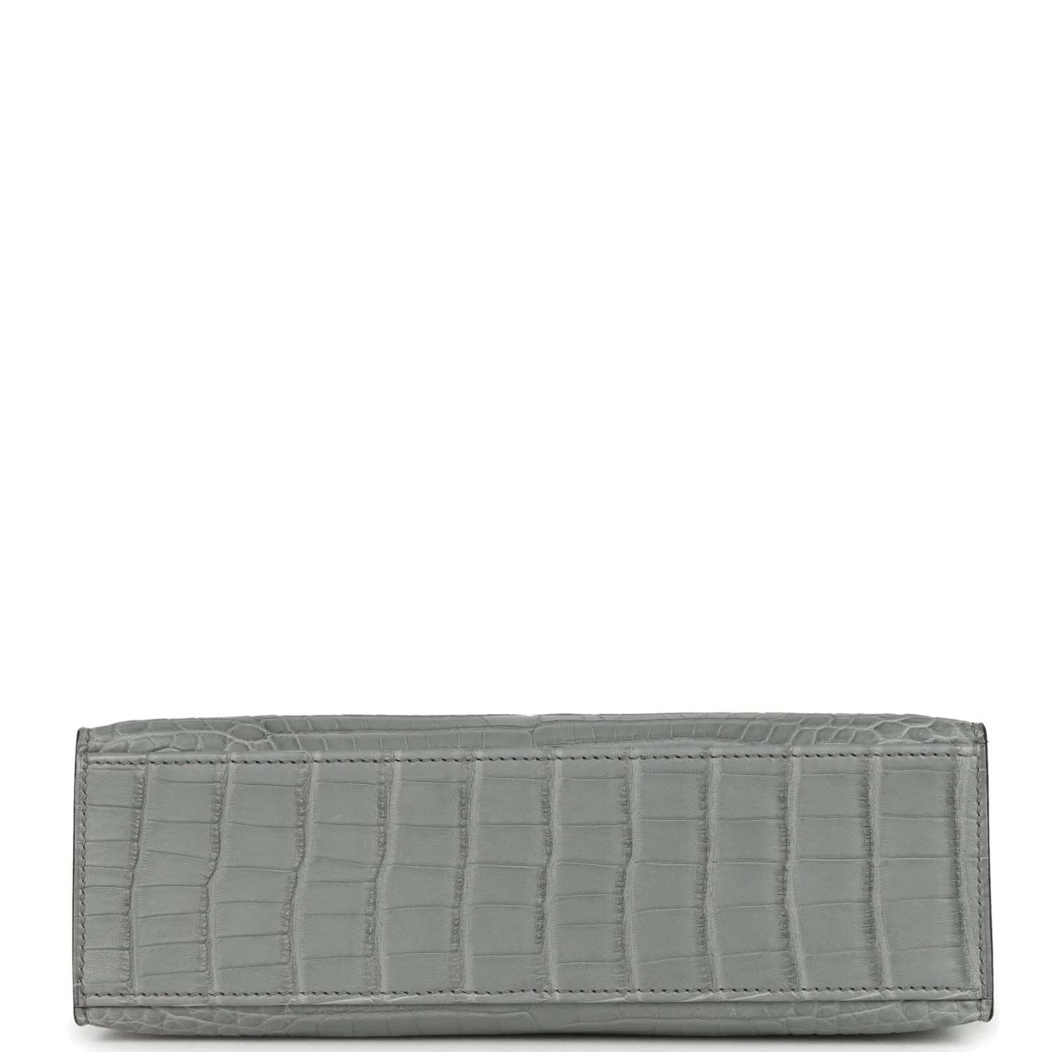 Hermes Kelly Pochette Gris Ciment Matte Alligator Palladium Hardware — фото 7