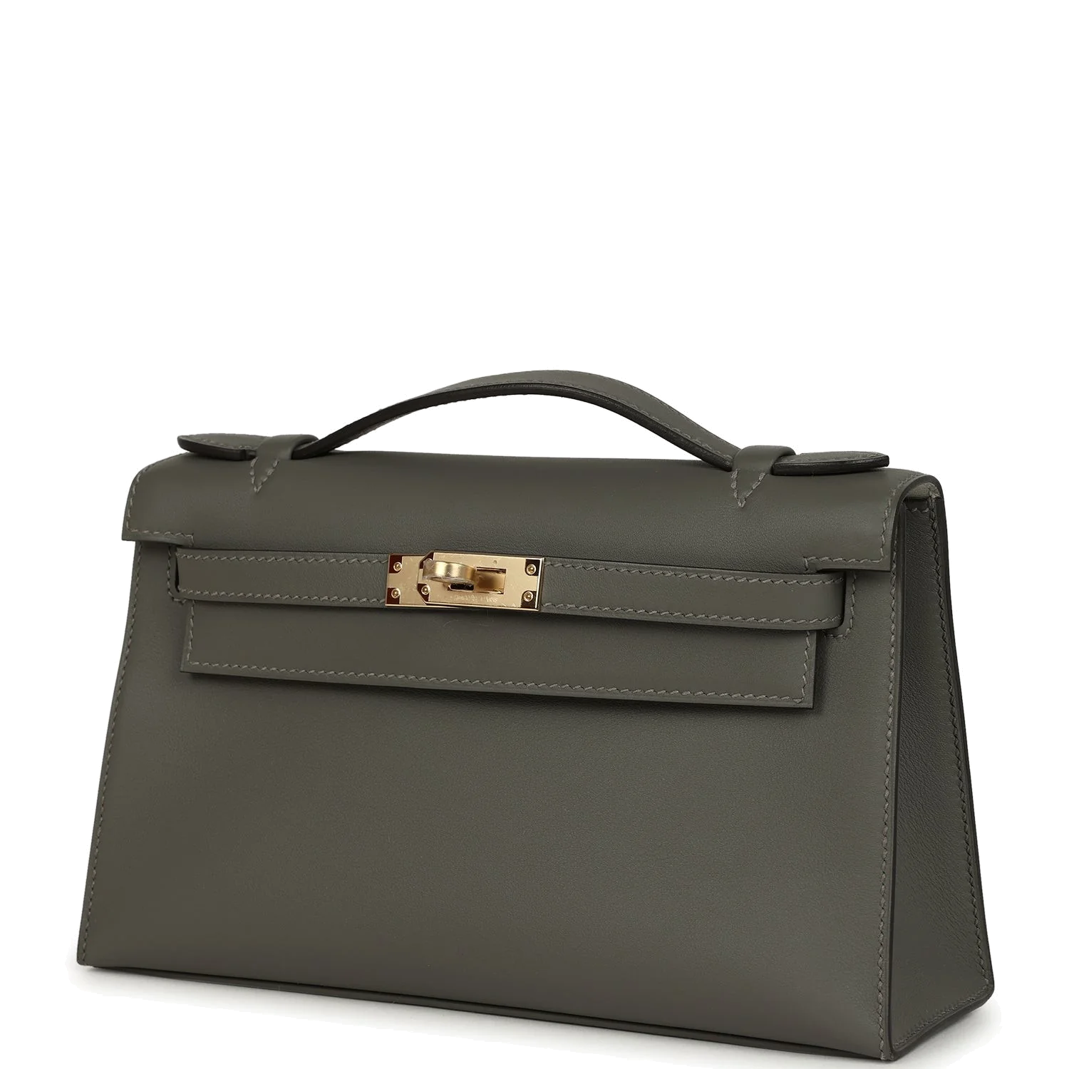 Hermes Special Order (HSS) Kelly Pochette Gris Meyer Verso Swift Permabrass Hardware — фото 6