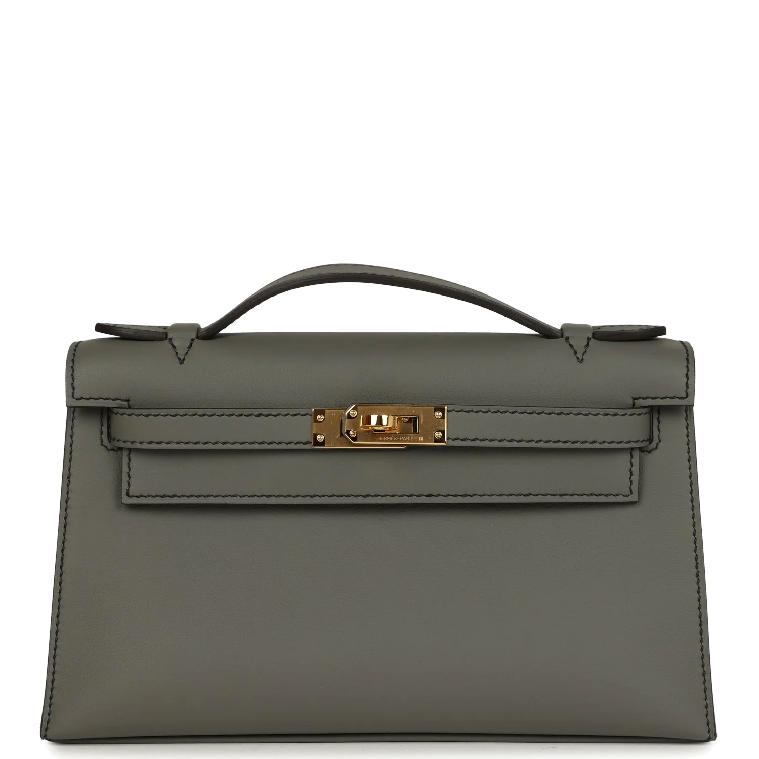 Hermes Special Order (HSS) Kelly Pochette Gris Meyer Verso Swift Gold Hardware — фото 2