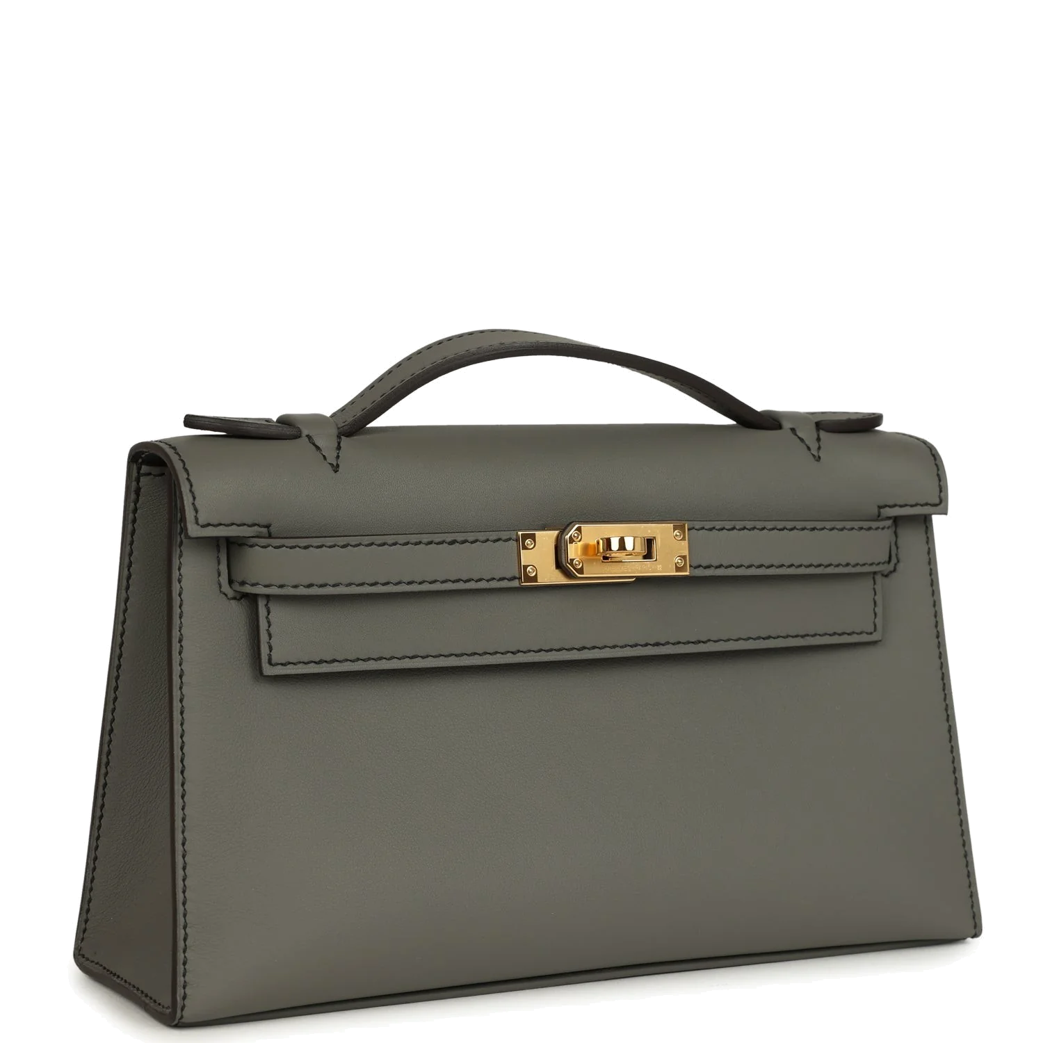 Hermes Special Order (HSS) Kelly Pochette Gris Meyer Verso Swift Gold Hardware — фото 3