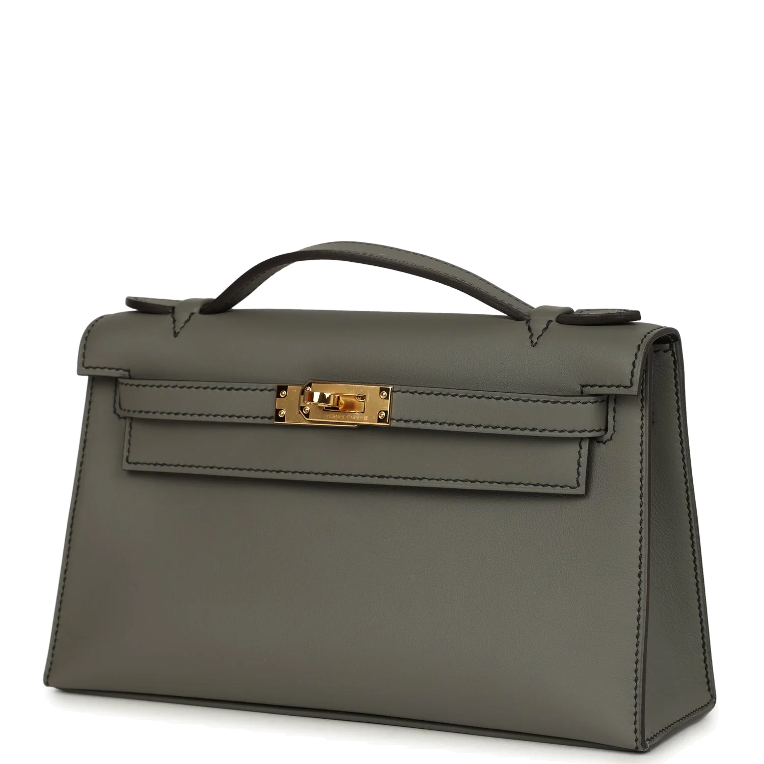 Hermes Special Order (HSS) Kelly Pochette Gris Meyer Verso Swift Gold Hardware — фото 6