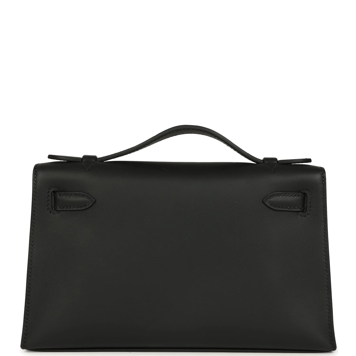 Hermes Kelly Pochette Black Swift Palladium Hardware — фото 6
