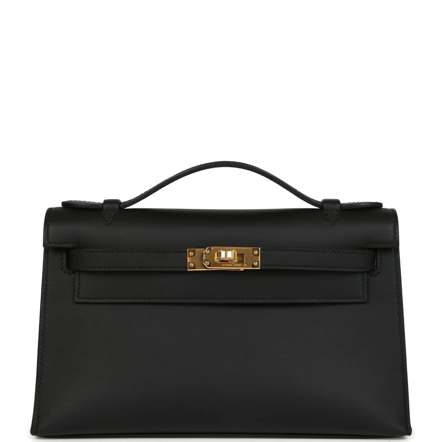 Hermes Kelly Pochette Black Swift Gold Hardware — фото 2