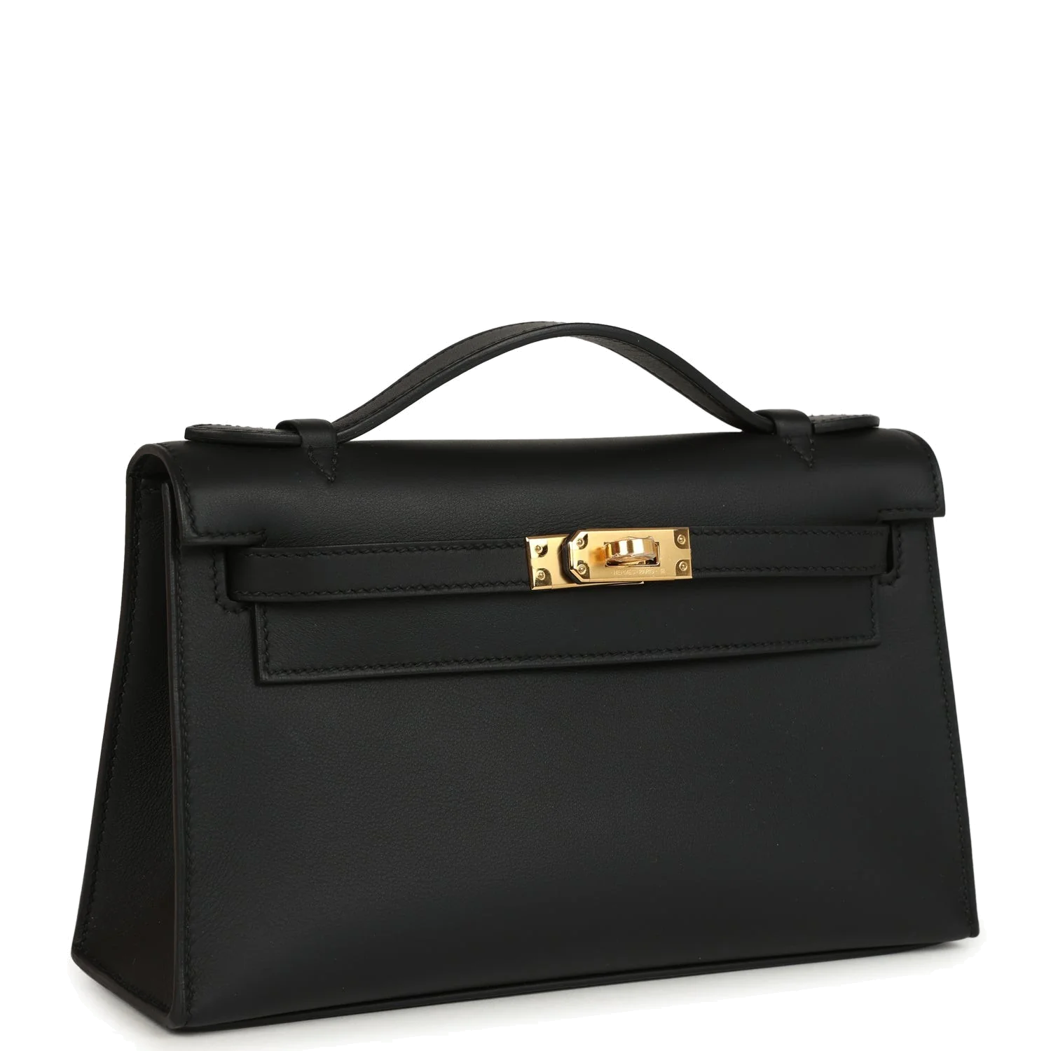 Hermes Kelly Pochette Black Swift Gold Hardware — фото 3