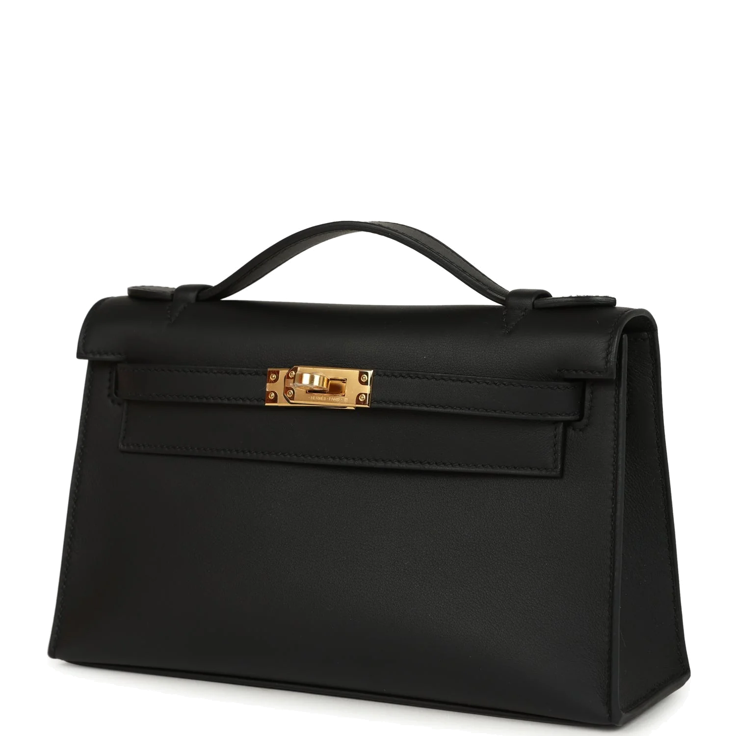 Hermes Kelly Pochette Black Swift Gold Hardware — фото 6
