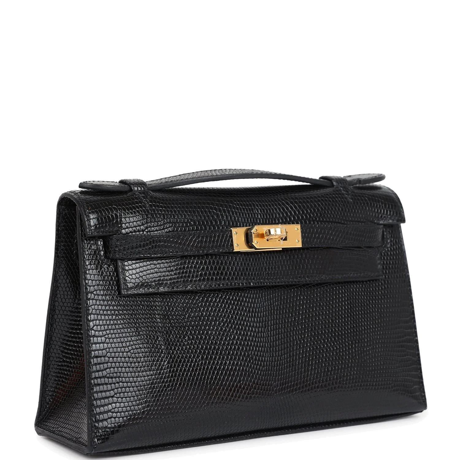 Hermes Kelly Pochette Black Varanus Niloticus Lizard Gold Hardware — фото 3