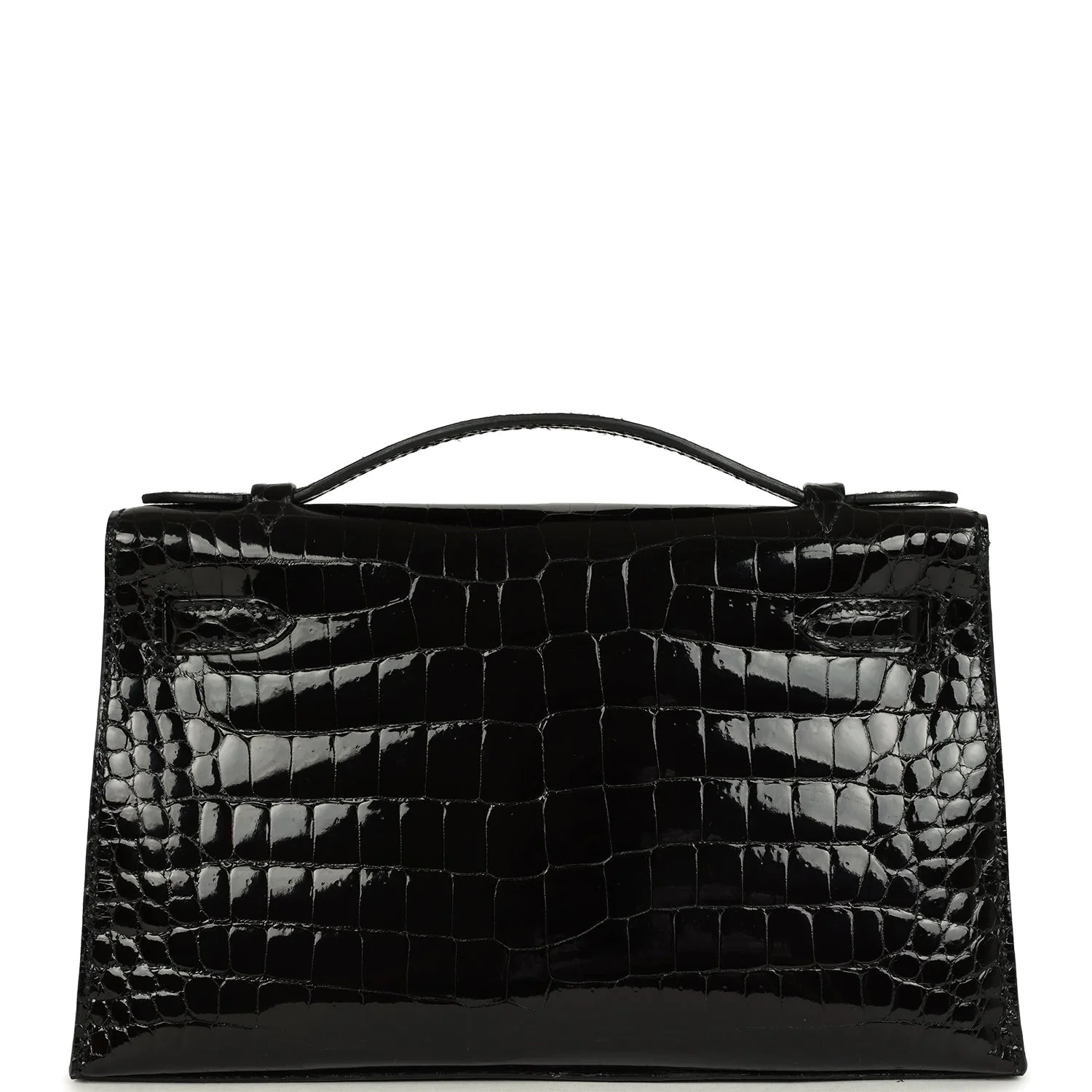 Hermes Kelly Pochette Black Shiny Porosus Crocodile Gold Hardware — фото 5