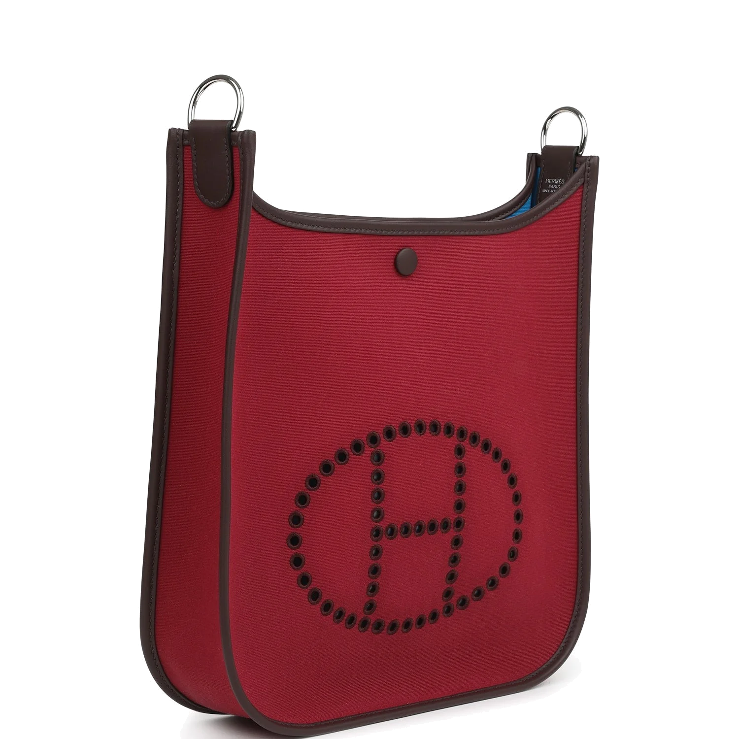 Hermes Neo Evelyne PM Rubis Officier Canvas and Rouge Sellier Swift Palladium Hardware — фото 3