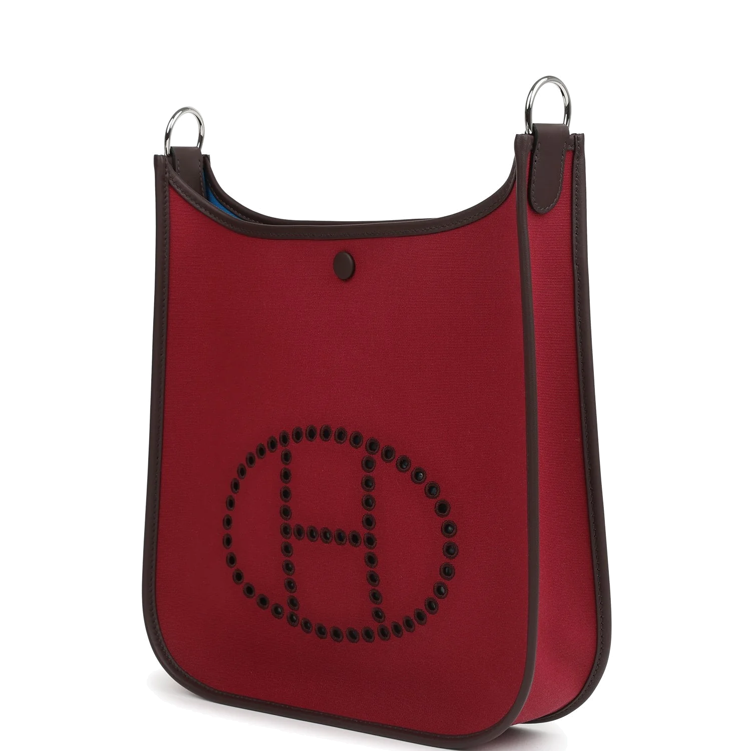 Hermes Neo Evelyne PM Rubis Officier Canvas and Rouge Sellier Swift Palladium Hardware — фото 6