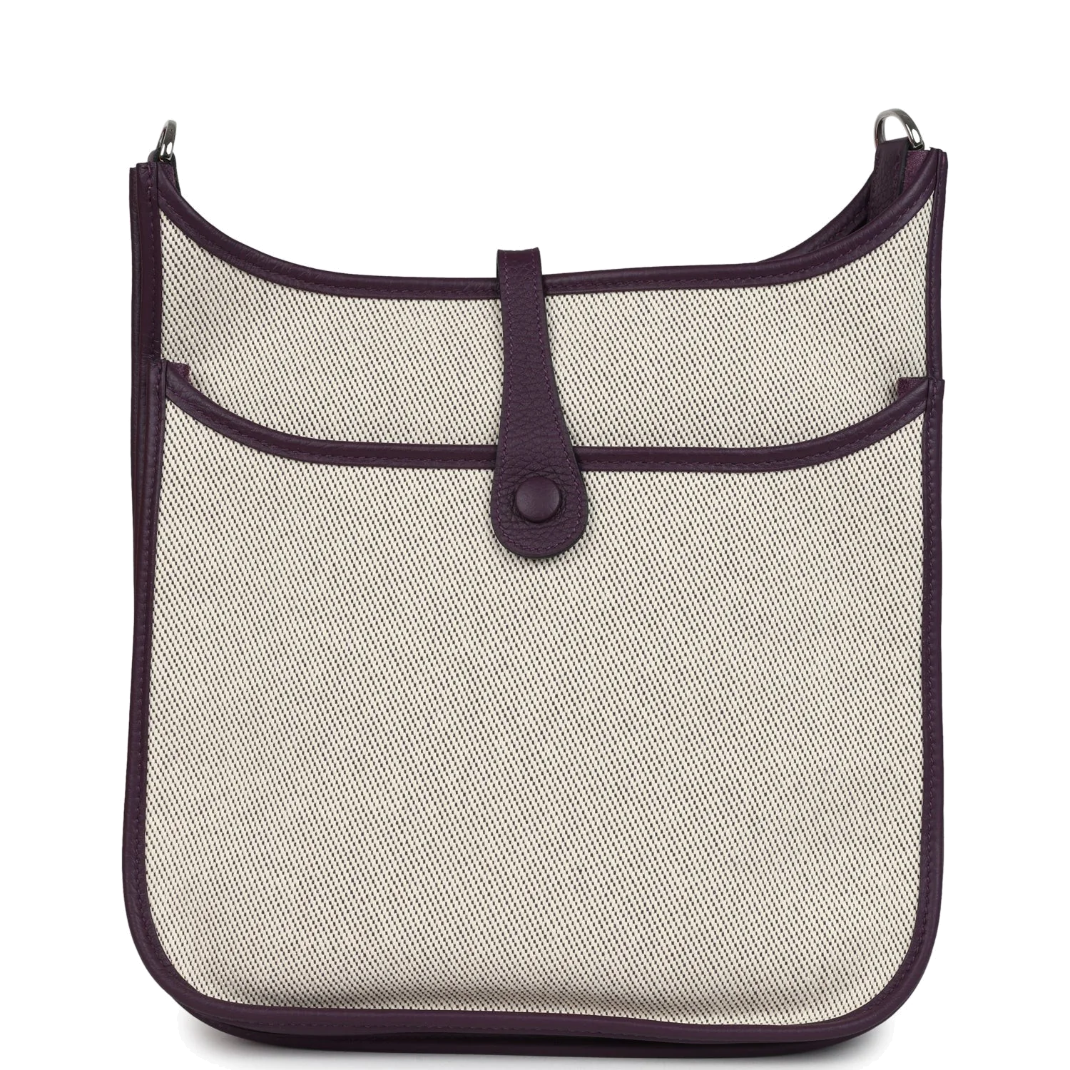 Hermes Evelyne III PM Cassis Clemence and Ecru Toile H Palladium Hardware — фото 5