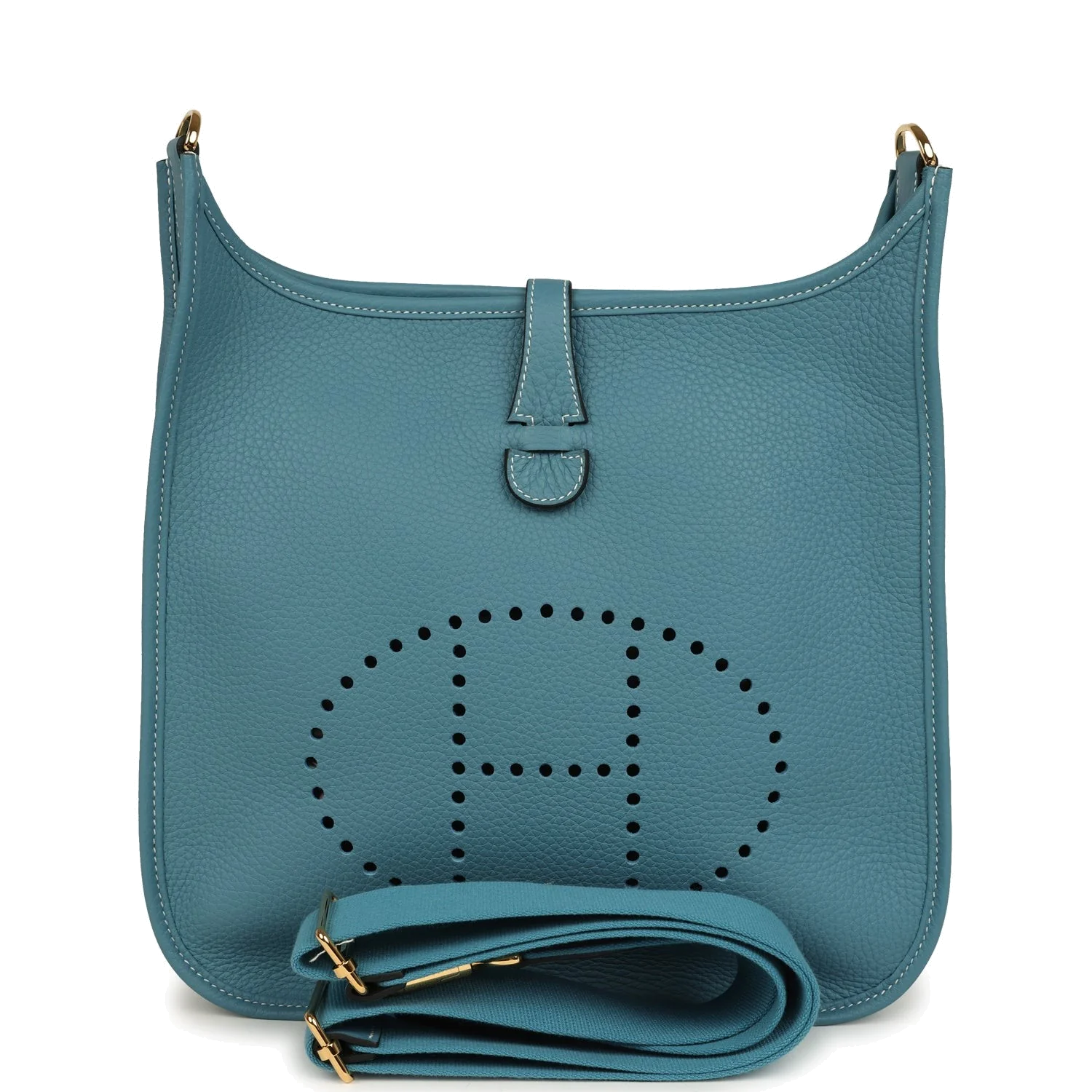 Hermes Evelyne III PM Blue Jean Clemence Gold Hardware — фото 2