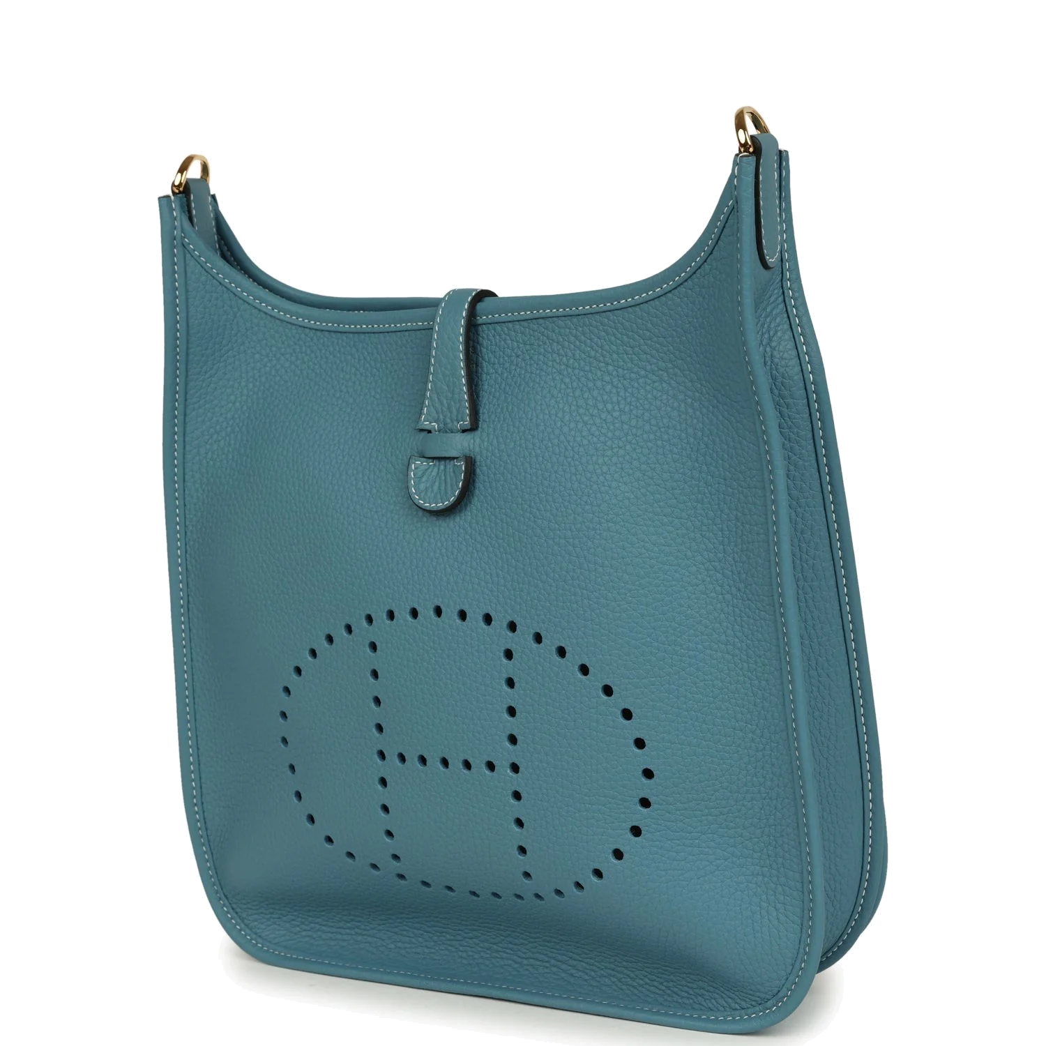 Hermes Evelyne III PM Blue Jean Clemence Gold Hardware — фото 6