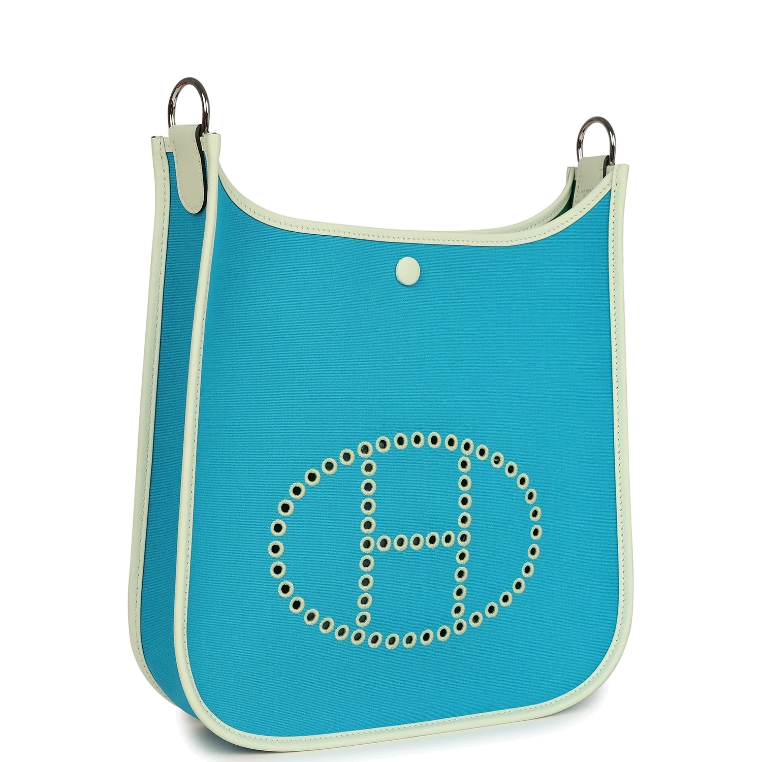 Hermes Neo Evelyne PM Bleu Azteque Officier Canvas and Vert Fizz Swift Palladium Hardware — фото 3
