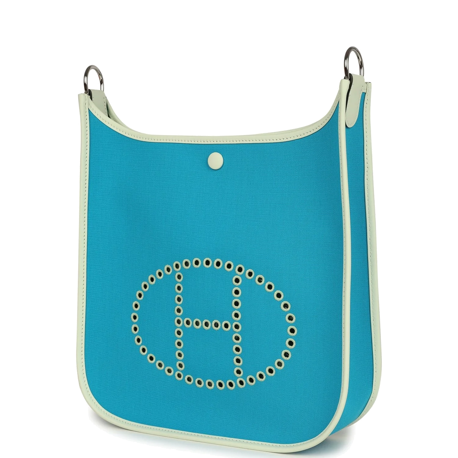 Hermes Neo Evelyne PM Bleu Azteque Officier Canvas and Vert Fizz Swift Palladium Hardware — фото 6