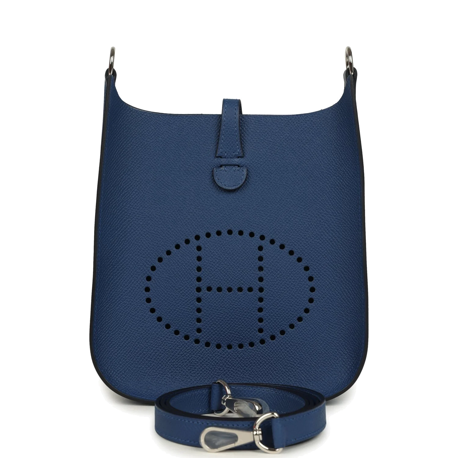 Hermes Evelyne Sellier TPM Bleu Tie Epsom Palladium Hardware — фото 2