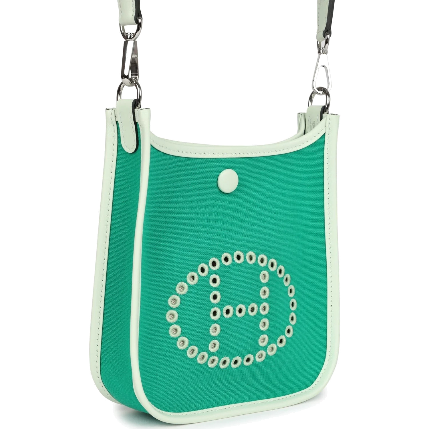 Hermes Neo Evelyne TPM Menthe Officier Canvas and Vert Fizz Swift Palladium Hardware — фото 3