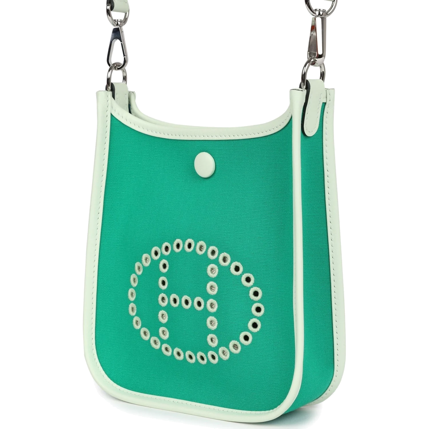 Hermes Neo Evelyne TPM Menthe Officier Canvas and Vert Fizz Swift Palladium Hardware — фото 6