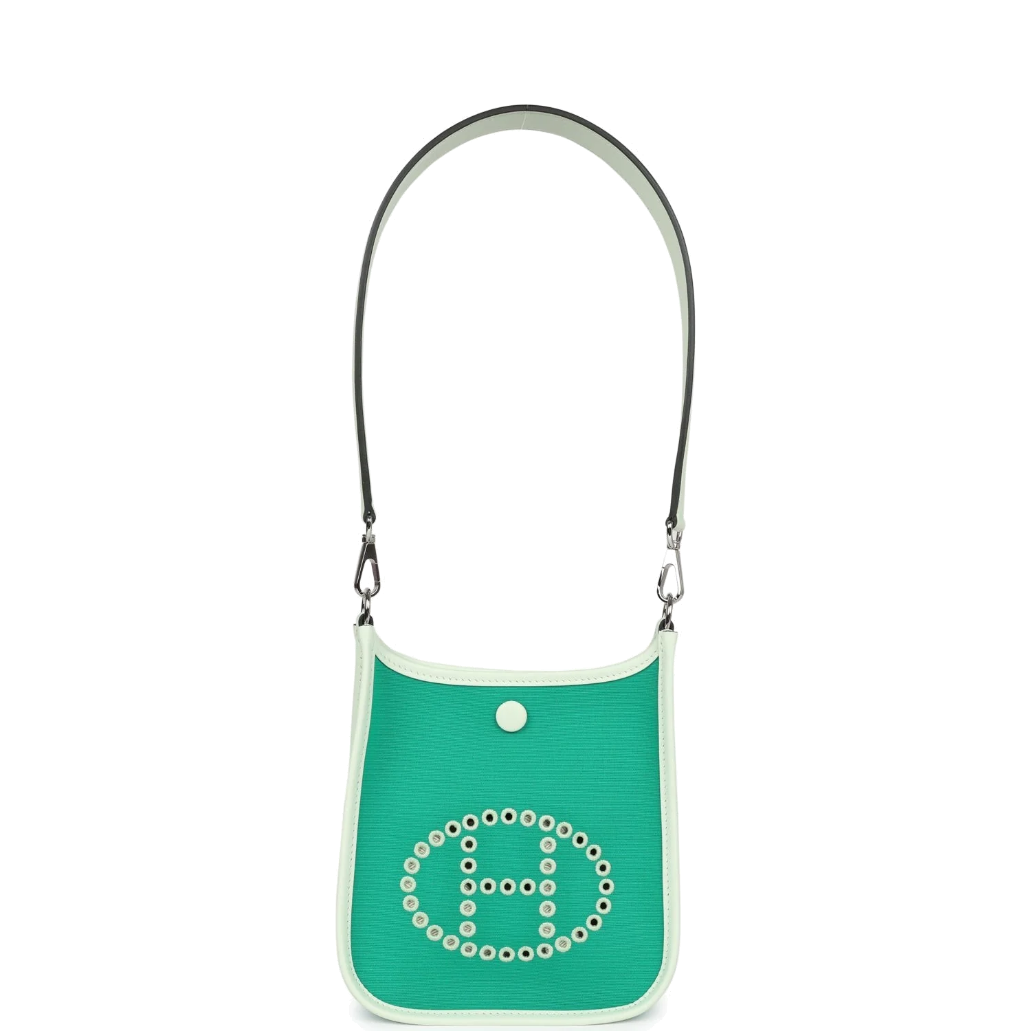 Hermes Neo Evelyne TPM Menthe Officier Canvas and Vert Fizz Swift Palladium Hardware — фото 8