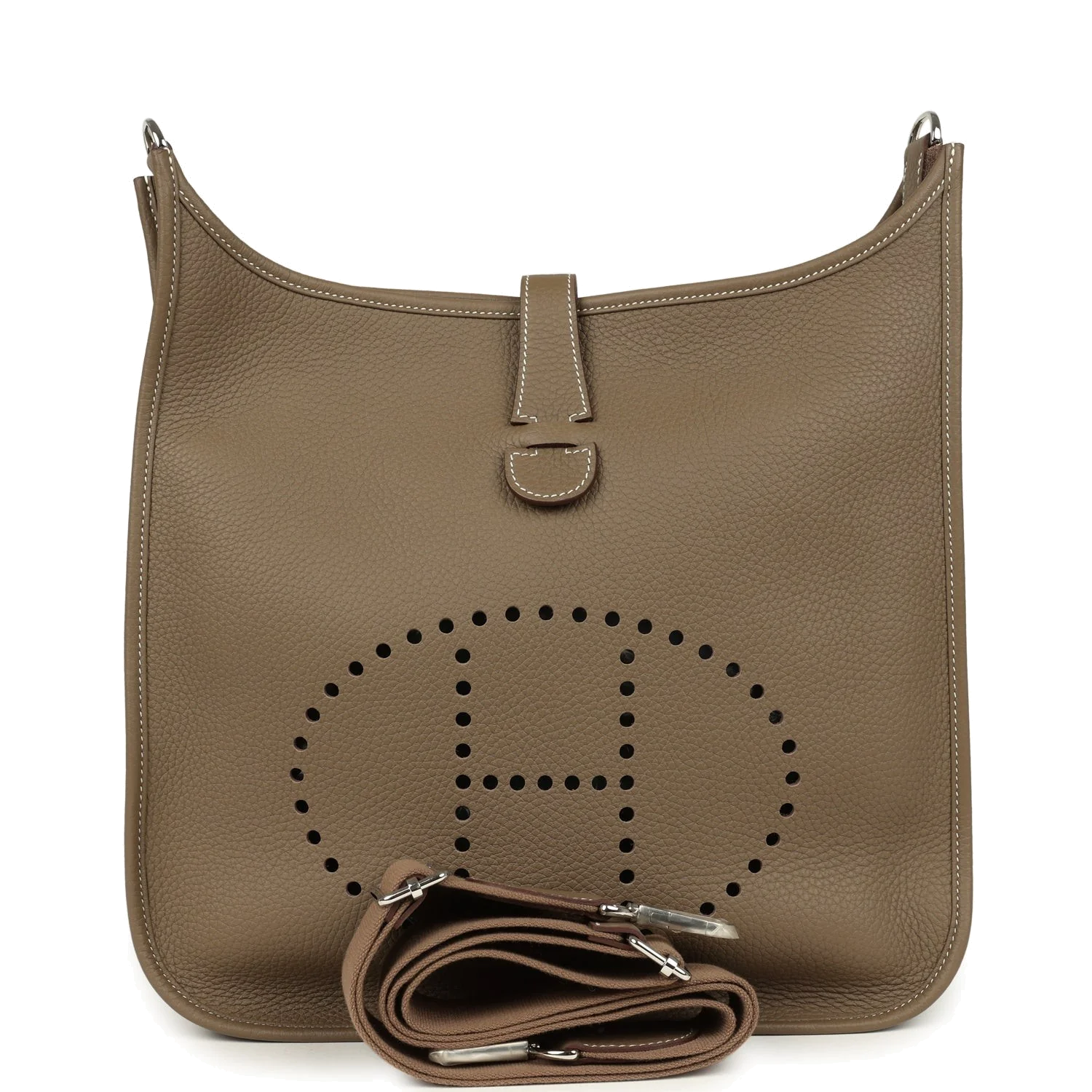 Hermes Evelyne III GM Etoupe Clemence Palladium Hardware