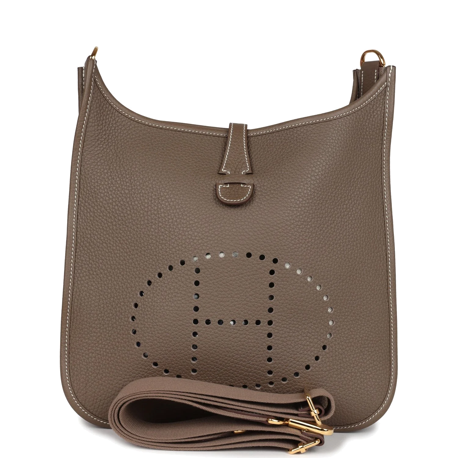 Hermes Evelyne III PM Etoupe Clemence Gold Hardware — фото 2