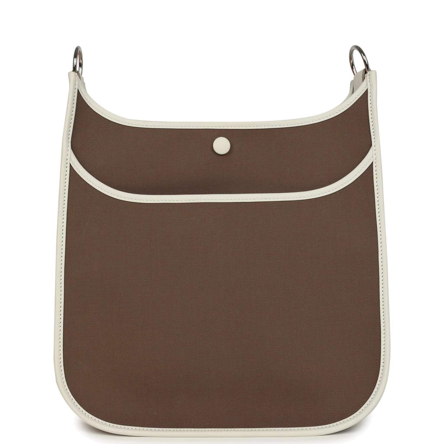 Hermes Neo Evelyne PM Etoupe Officier Canvas and Gris Pale Swift Palladium Hardware — фото 5