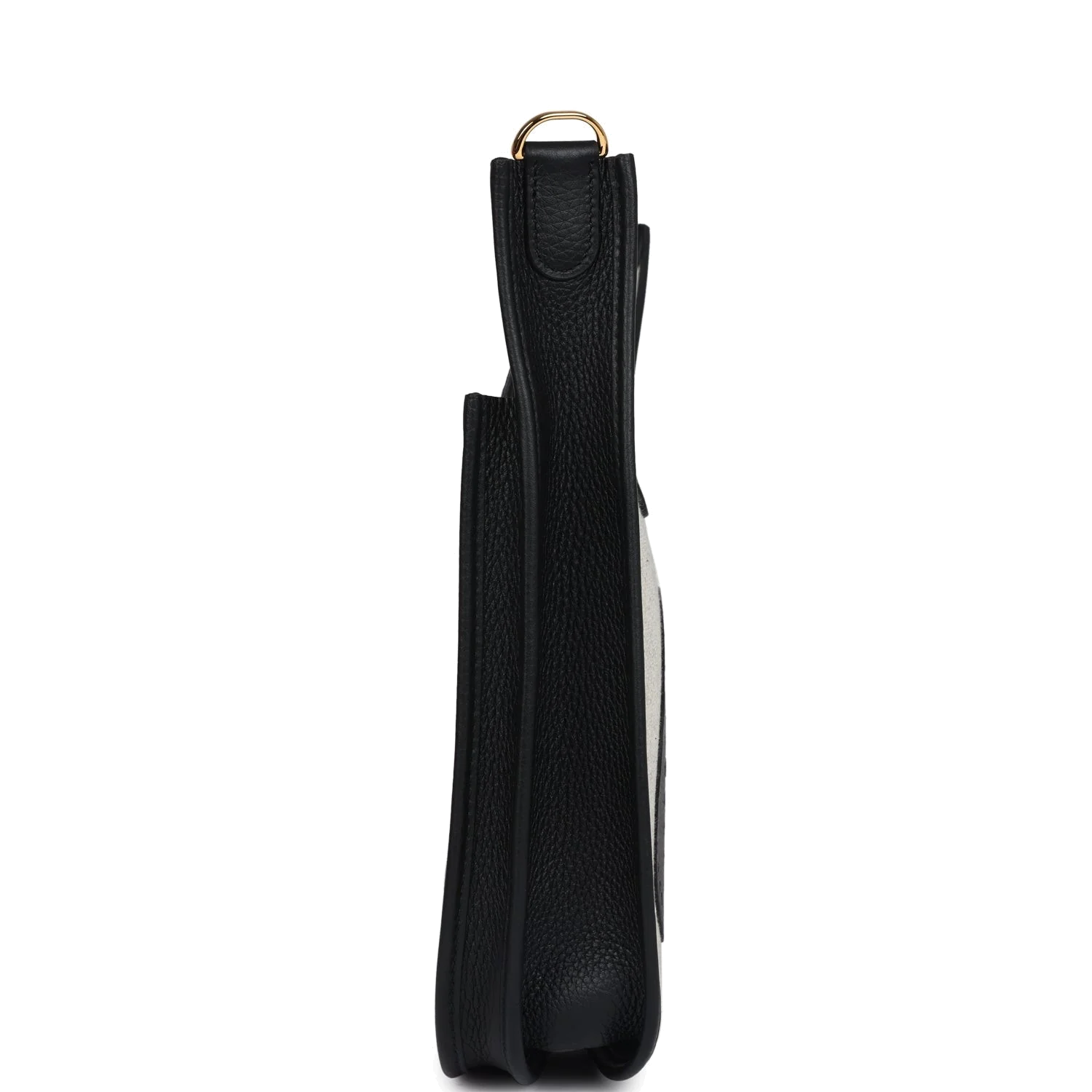 Hermes Evelyne III PM Black Clemence and Ecru Toile Gold Hardware — фото 4