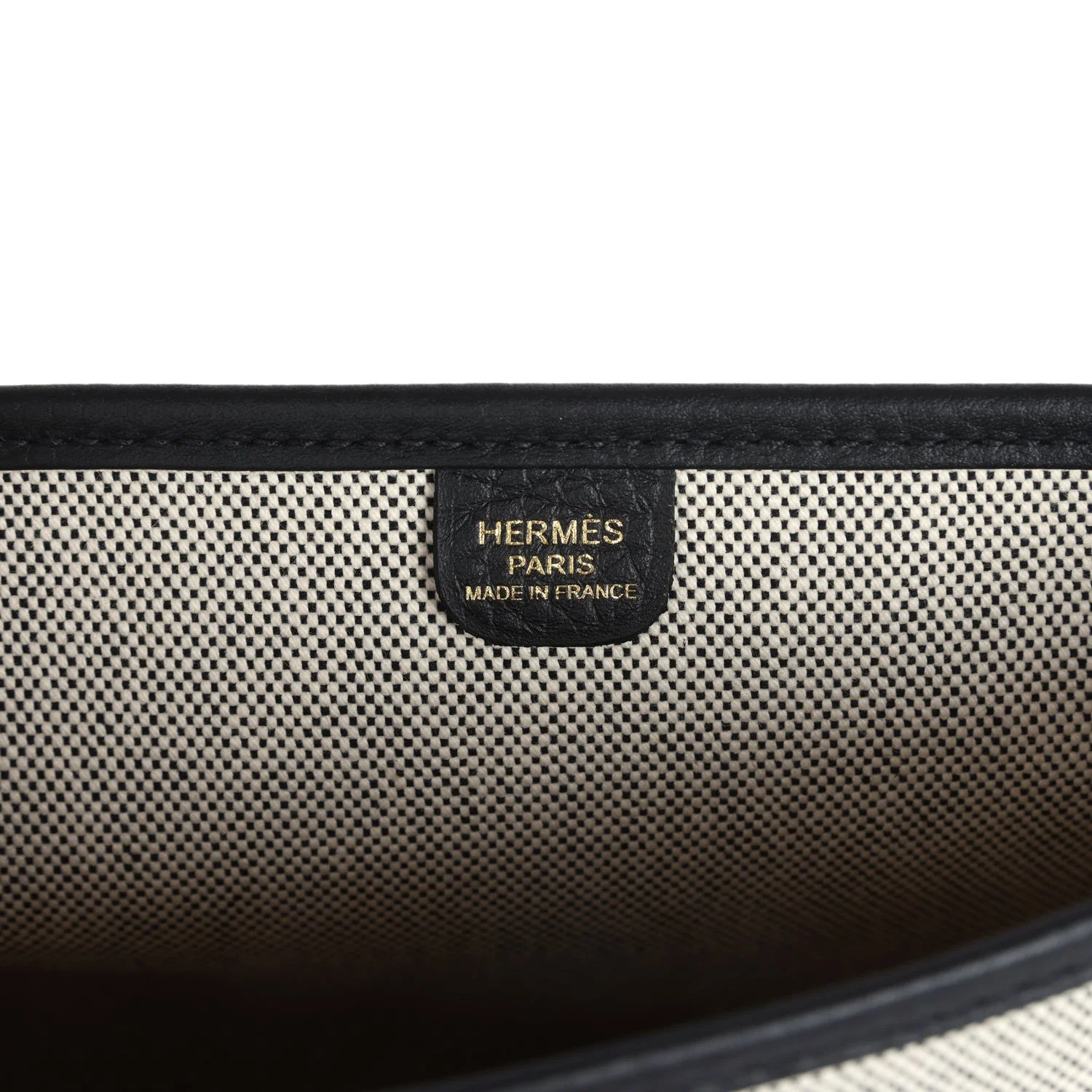 Hermes Evelyne III PM Black Clemence and Ecru Toile Gold Hardware — фото 8
