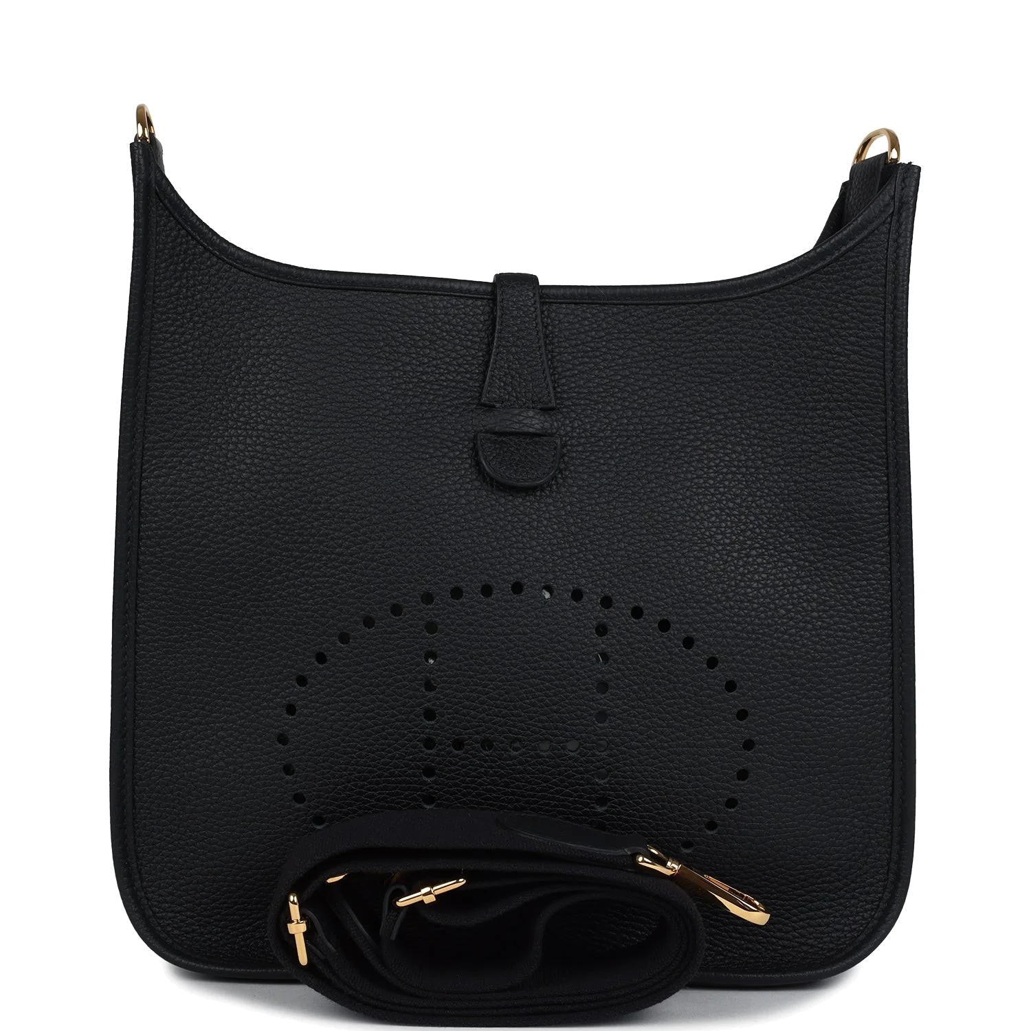 Hermes Evelyne III PM Black Clemence Gold Hardware — фото 2