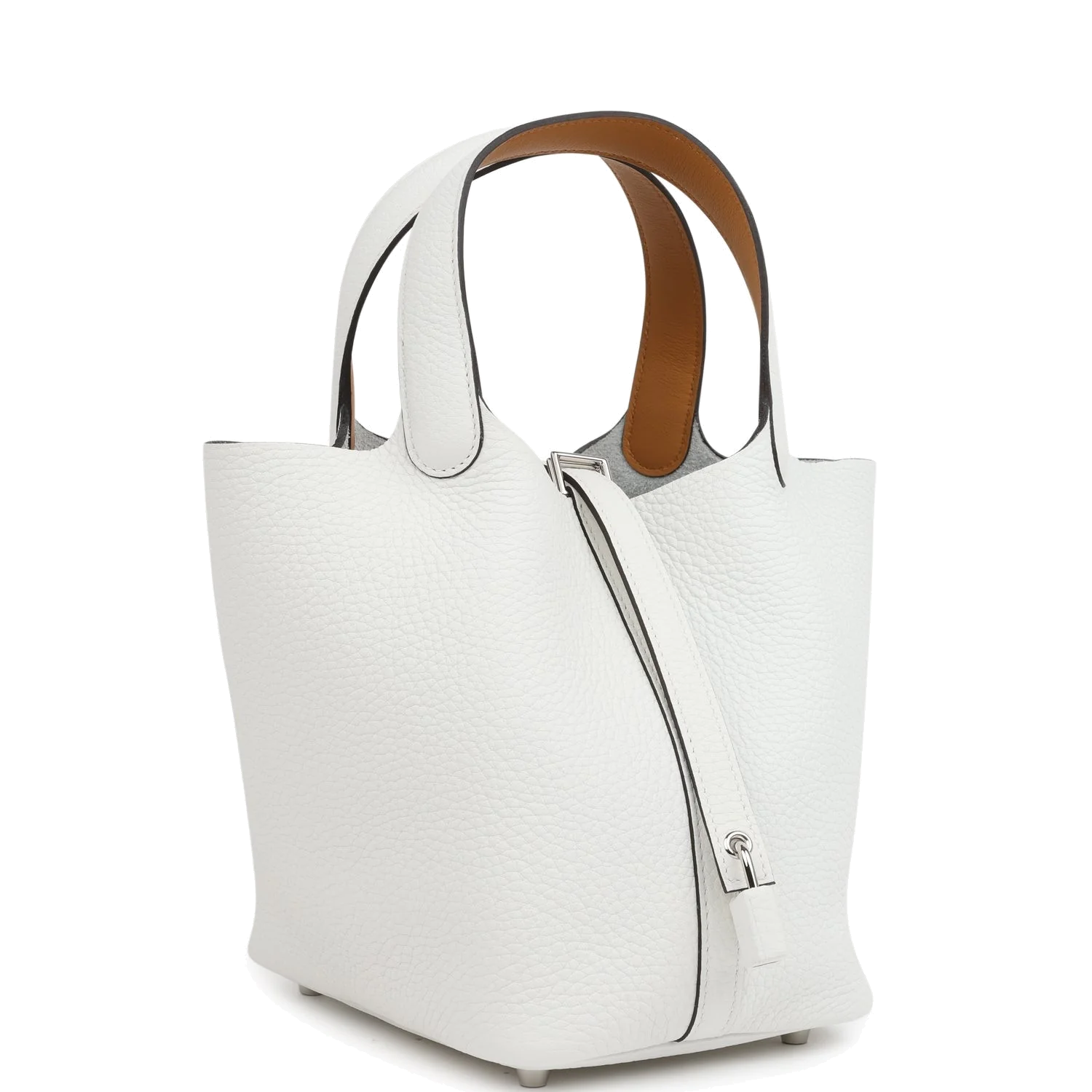 Hermes Picotin Lock Eclat 18 New White Clemence and Sesame Swift Palladium Hardware — фото 3