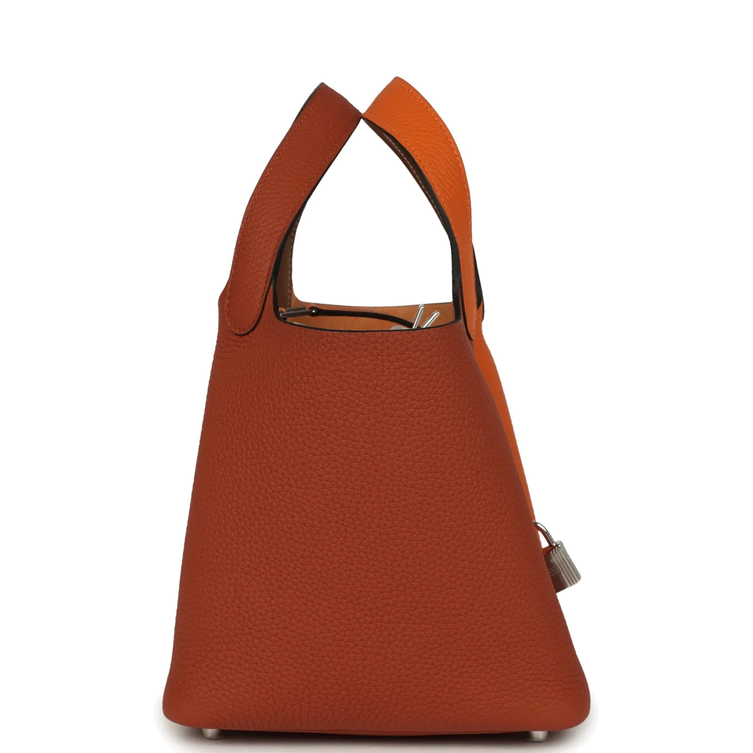 Hermes Picotin Lock 18 Casaque Orange, Cuivre and Gold Clemence Palladium Hardware — фото 4