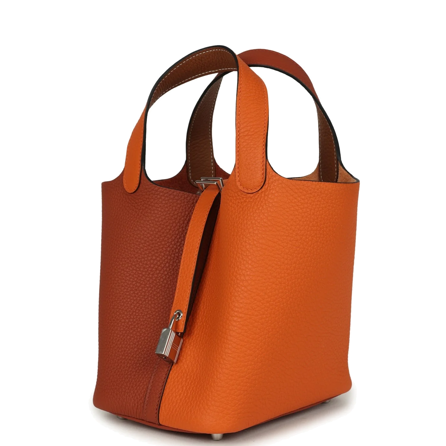 Hermes Picotin Lock 18 Casaque Orange, Cuivre and Gold Clemence Palladium Hardware — фото 6