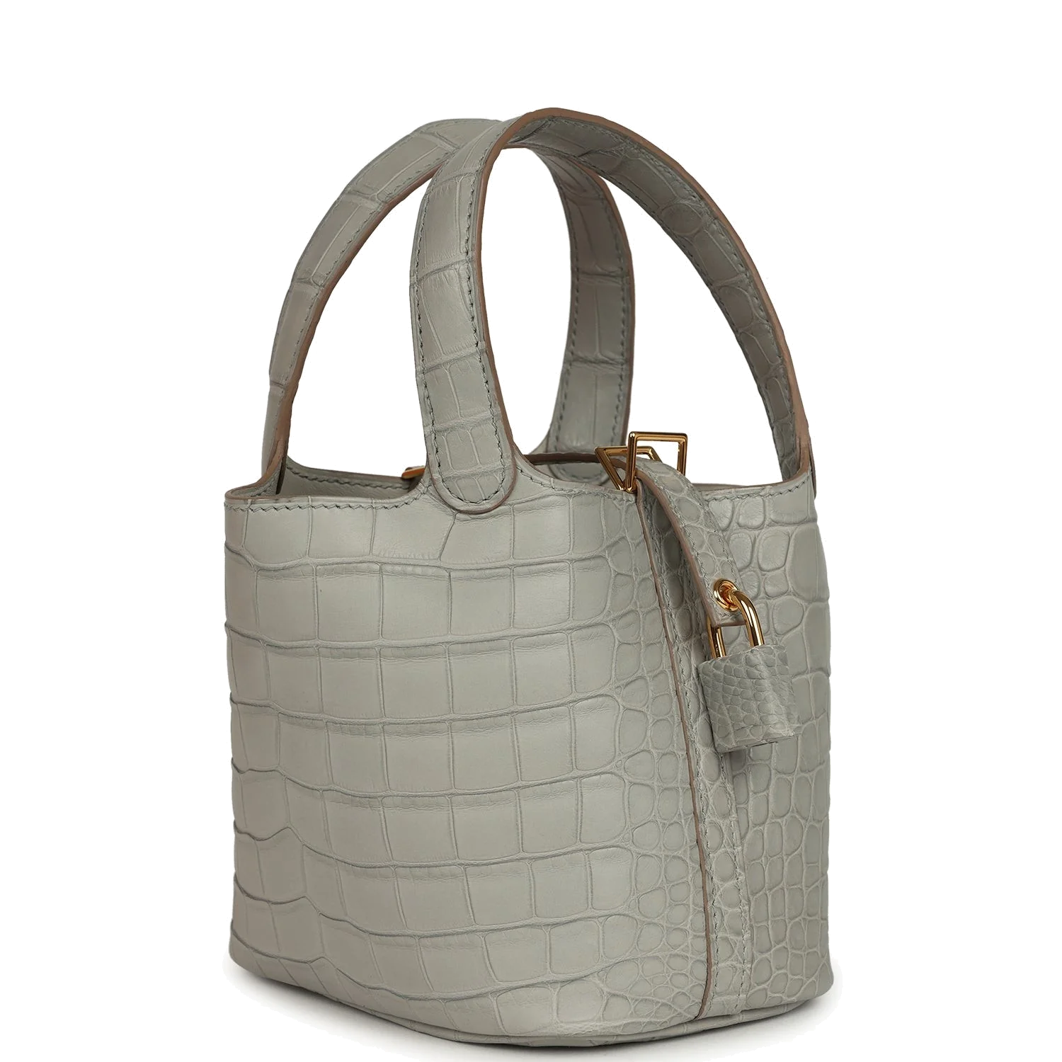 Hermes Micro Picotin Lock 14 Gris Perle Matte Alligator Palladium Hardware — фото 3
