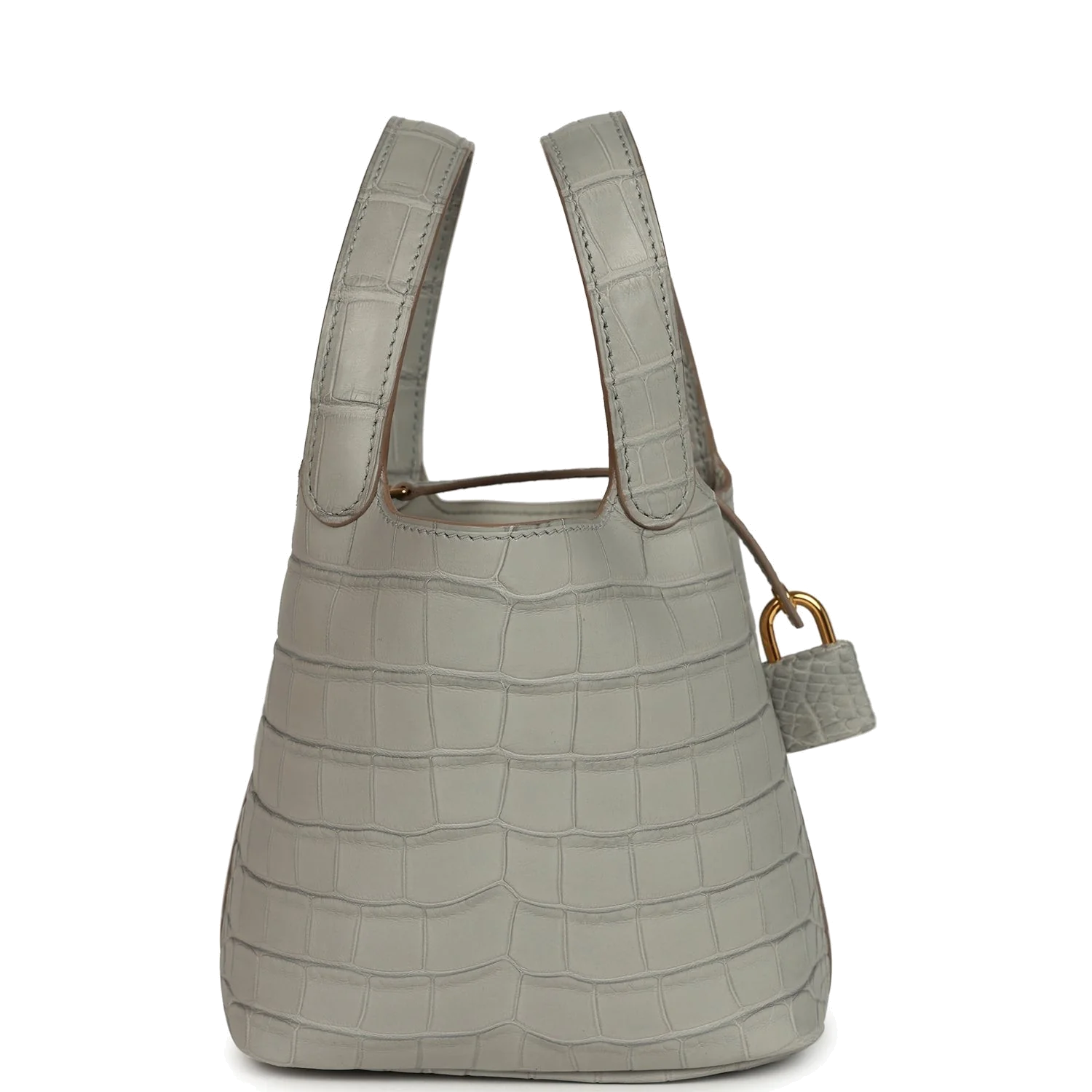 Hermes Micro Picotin Lock 14 Gris Perle Matte Alligator Palladium Hardware — фото 4
